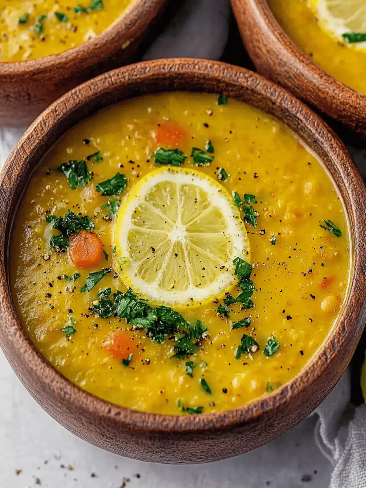 Vegan Lemon Lentil Soup with Turmeric