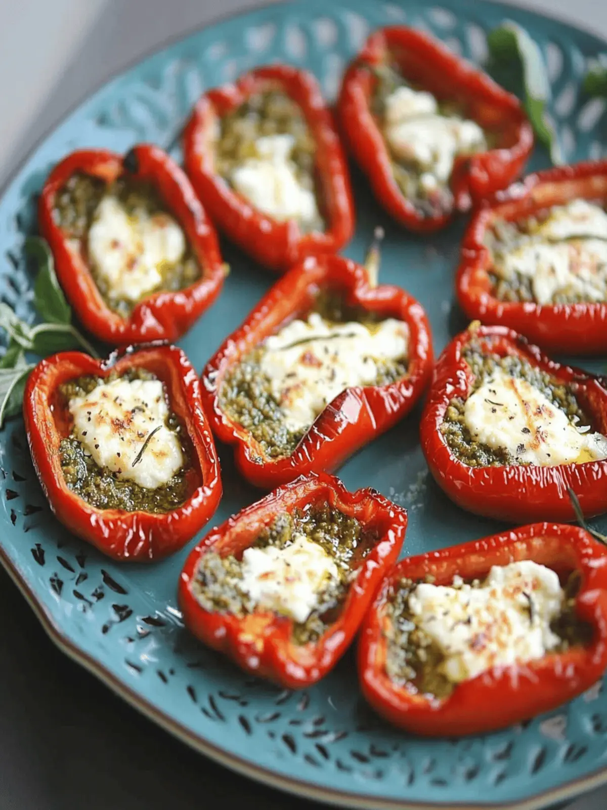 Roasted Red Peppers with Pesto and Goat Cheese