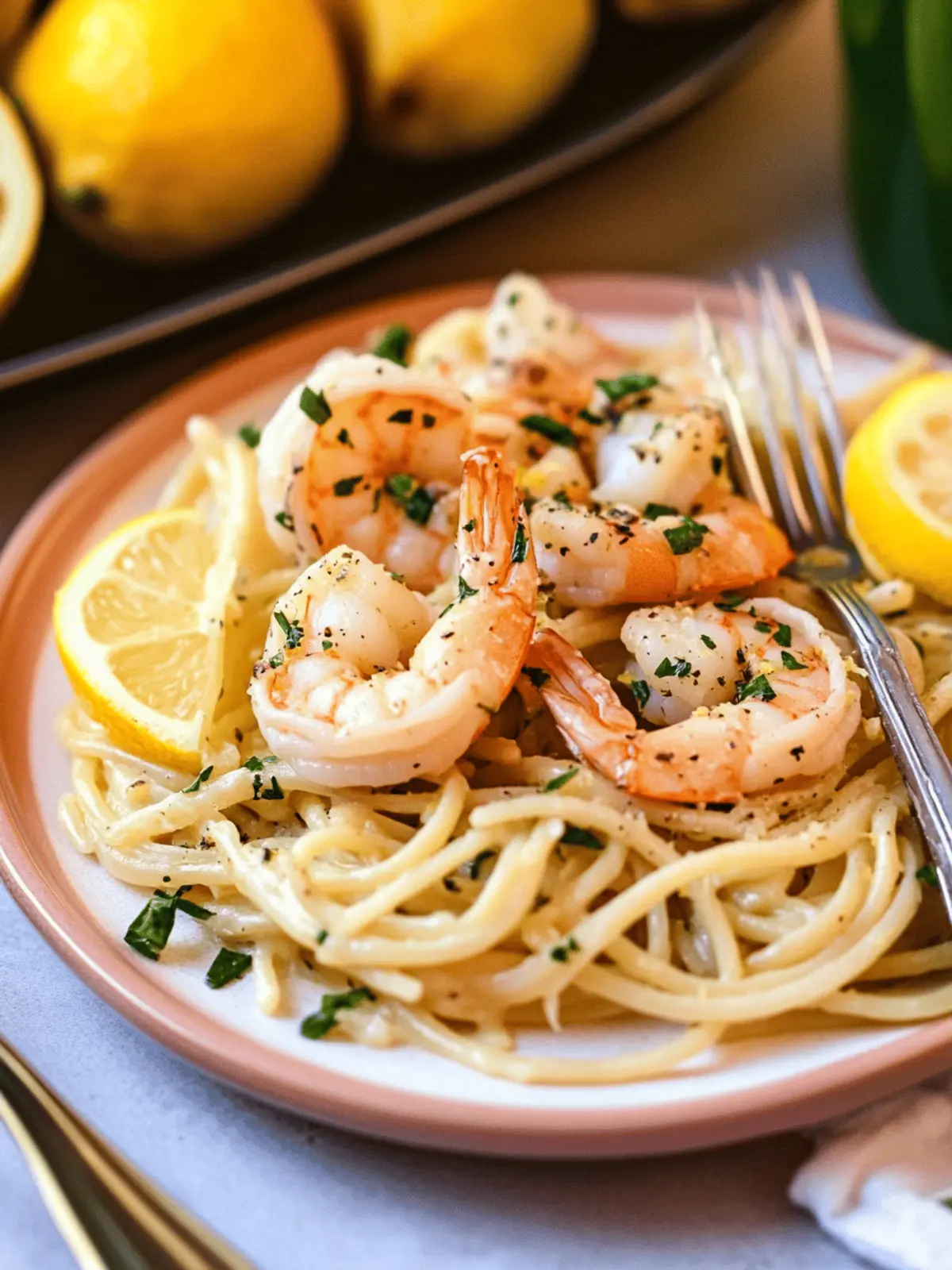 Baked Lemon Garlic Shrimp with Pasta