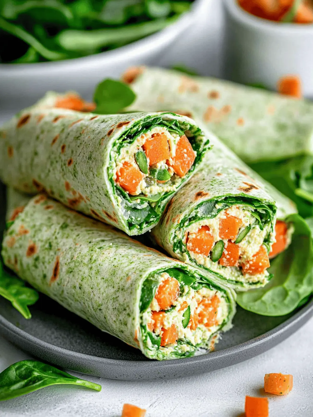 Veggie Spinach Wraps with Hummus
