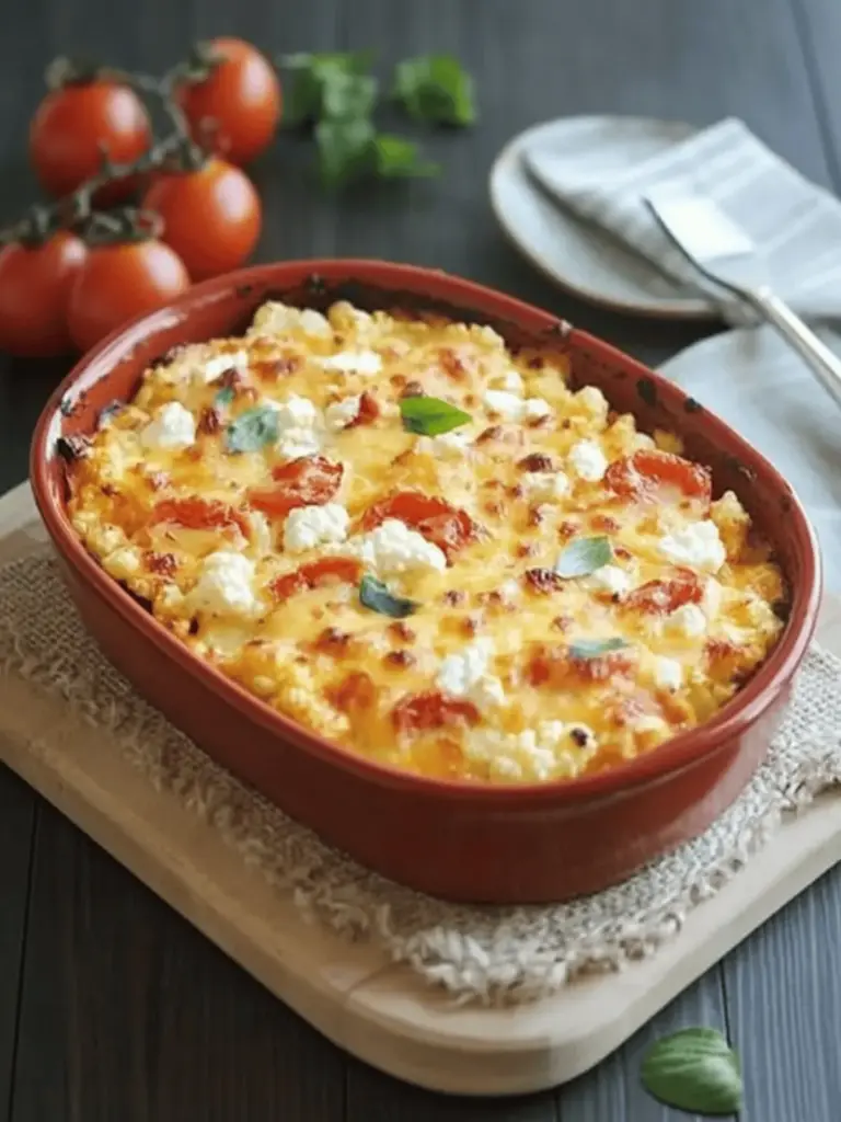 Roasted Cauliflower, Tomato and Goat Cheese Casserole