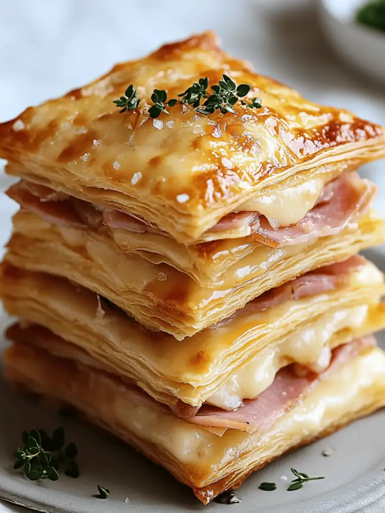 Crispy Ham & Cheese Puff Pastry Stacks