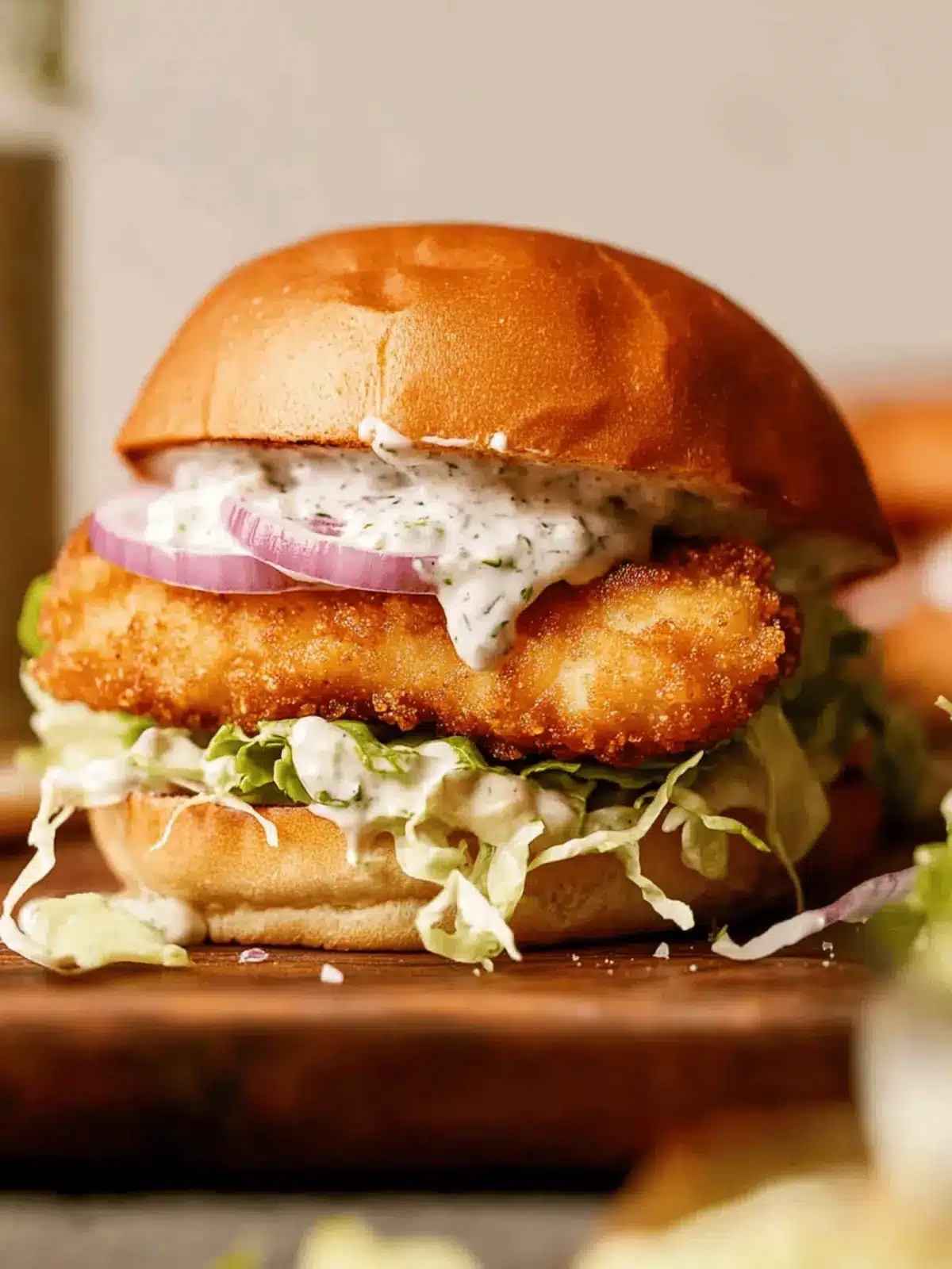 Crispy Cod Sandwich with Homemade Tartar Sauce