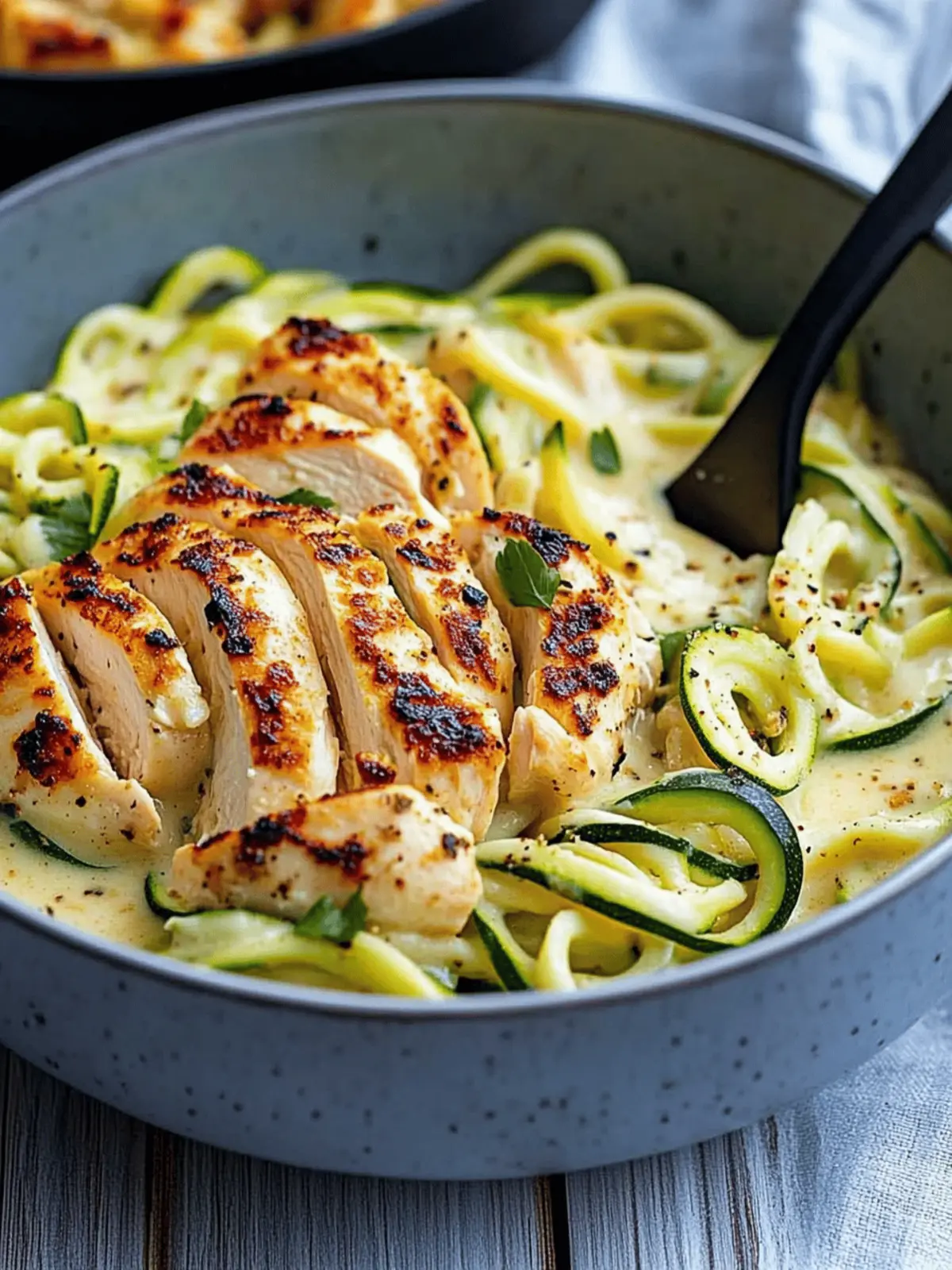 Zucchini Noodle Chicken Alfredo