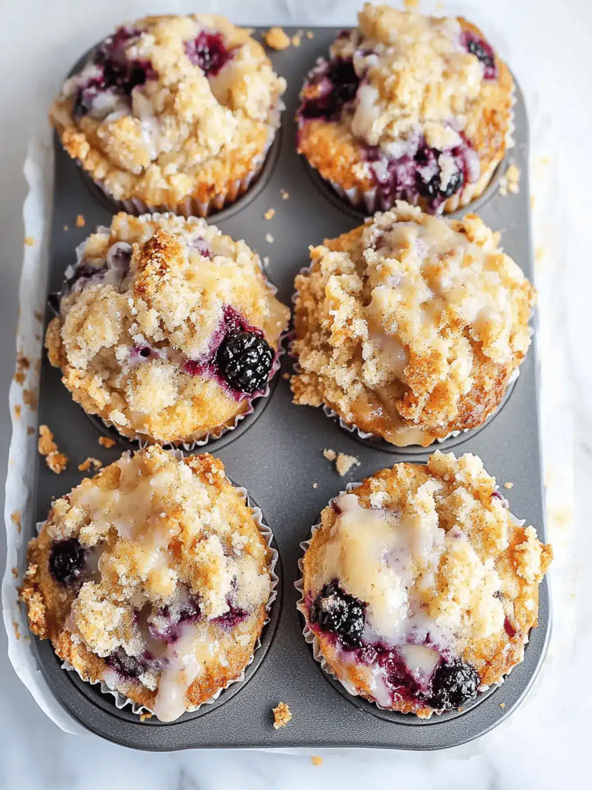Blackberry Greek Yogurt Crumb Muffins