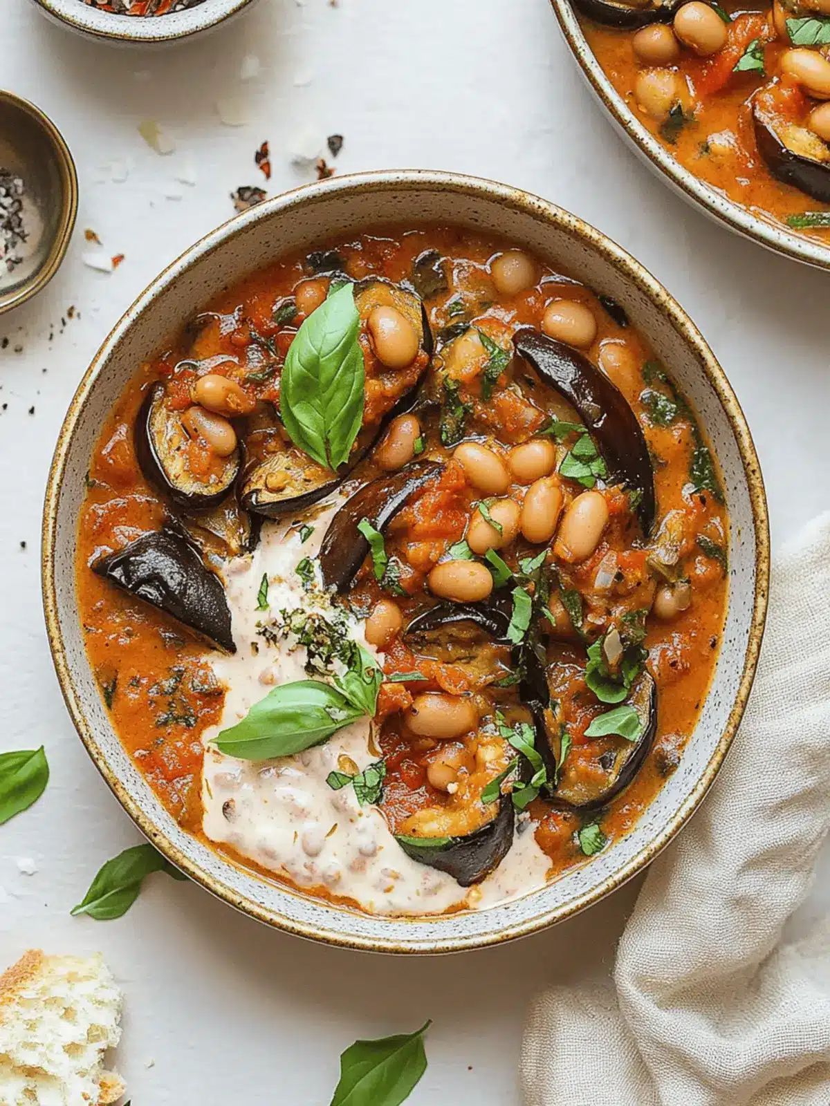 Roasted Aubergine Creamy Tomato Beans (Vegan High-Protein)