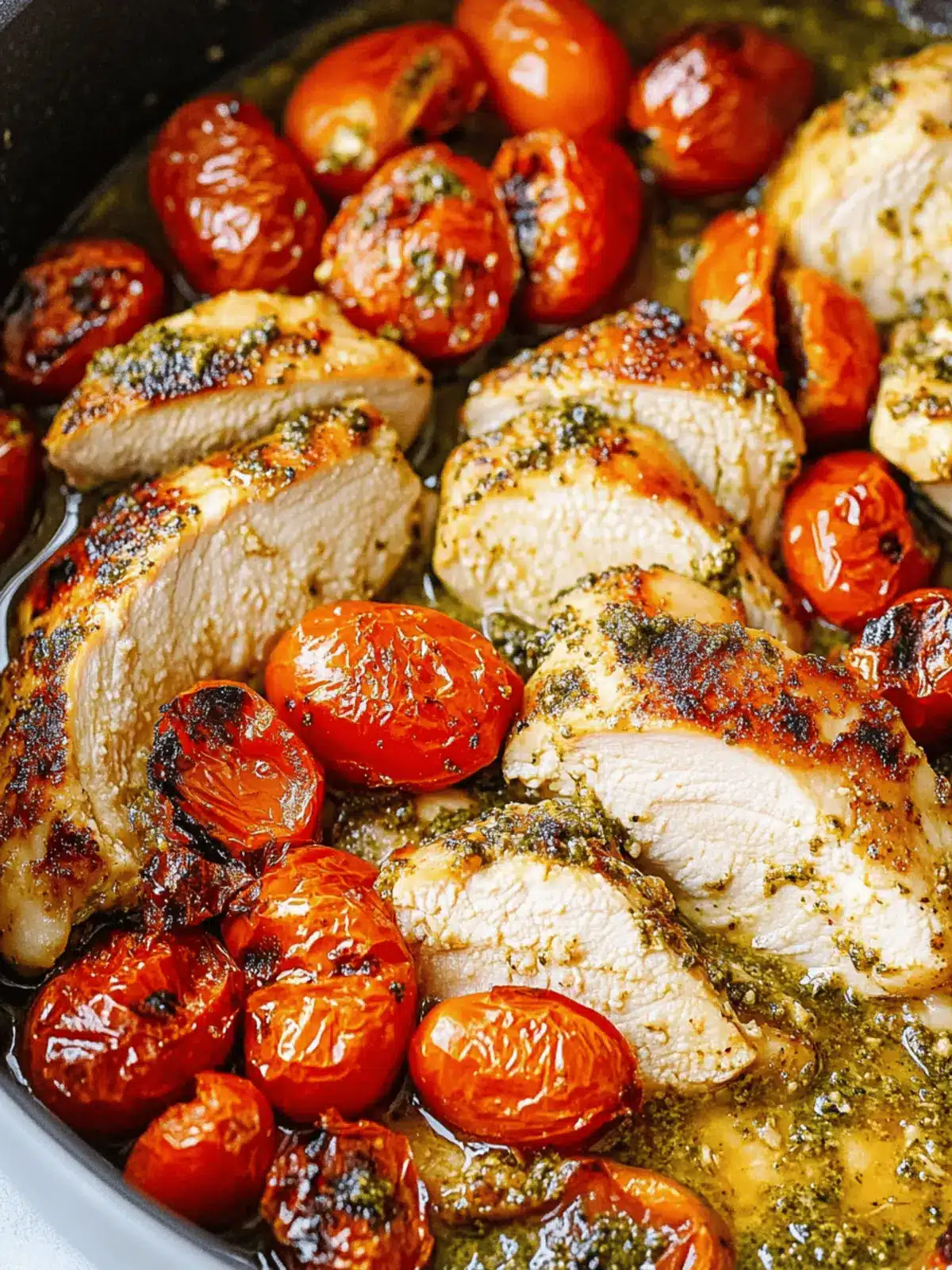 Creamy Pesto Chicken with Roasted Tomatoes