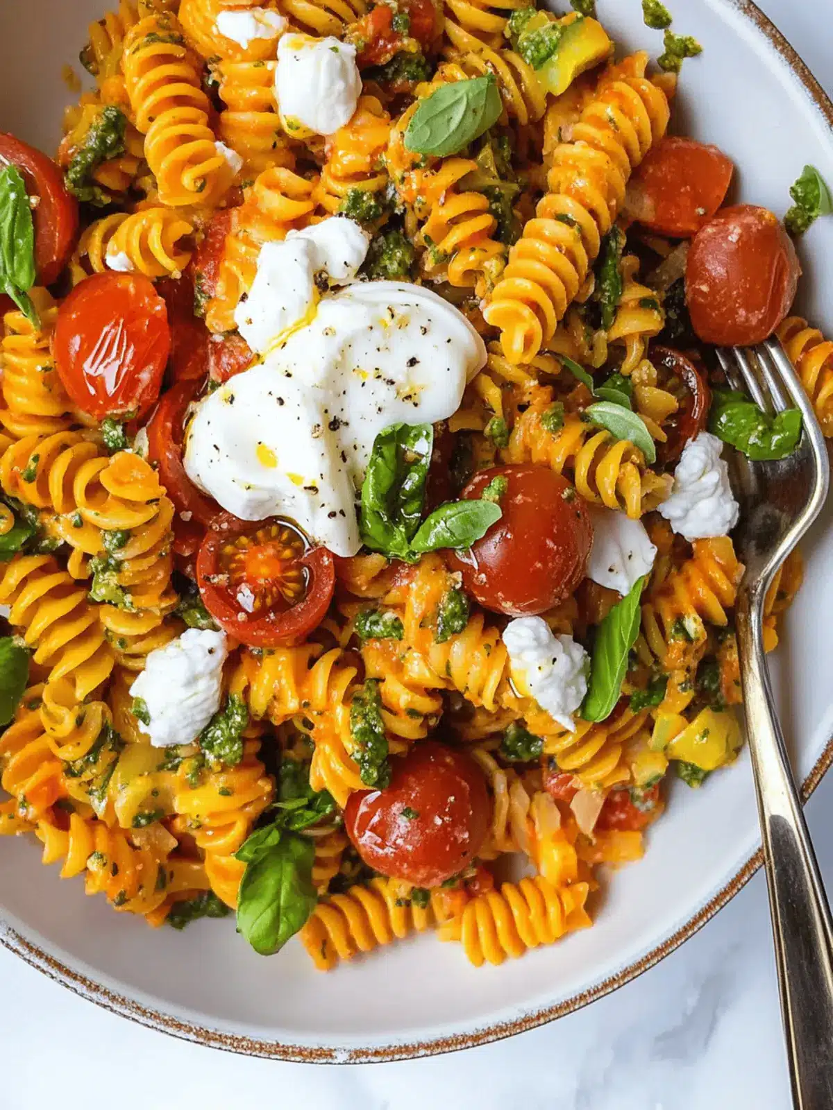 Romesco Pasta Salad With Burrata