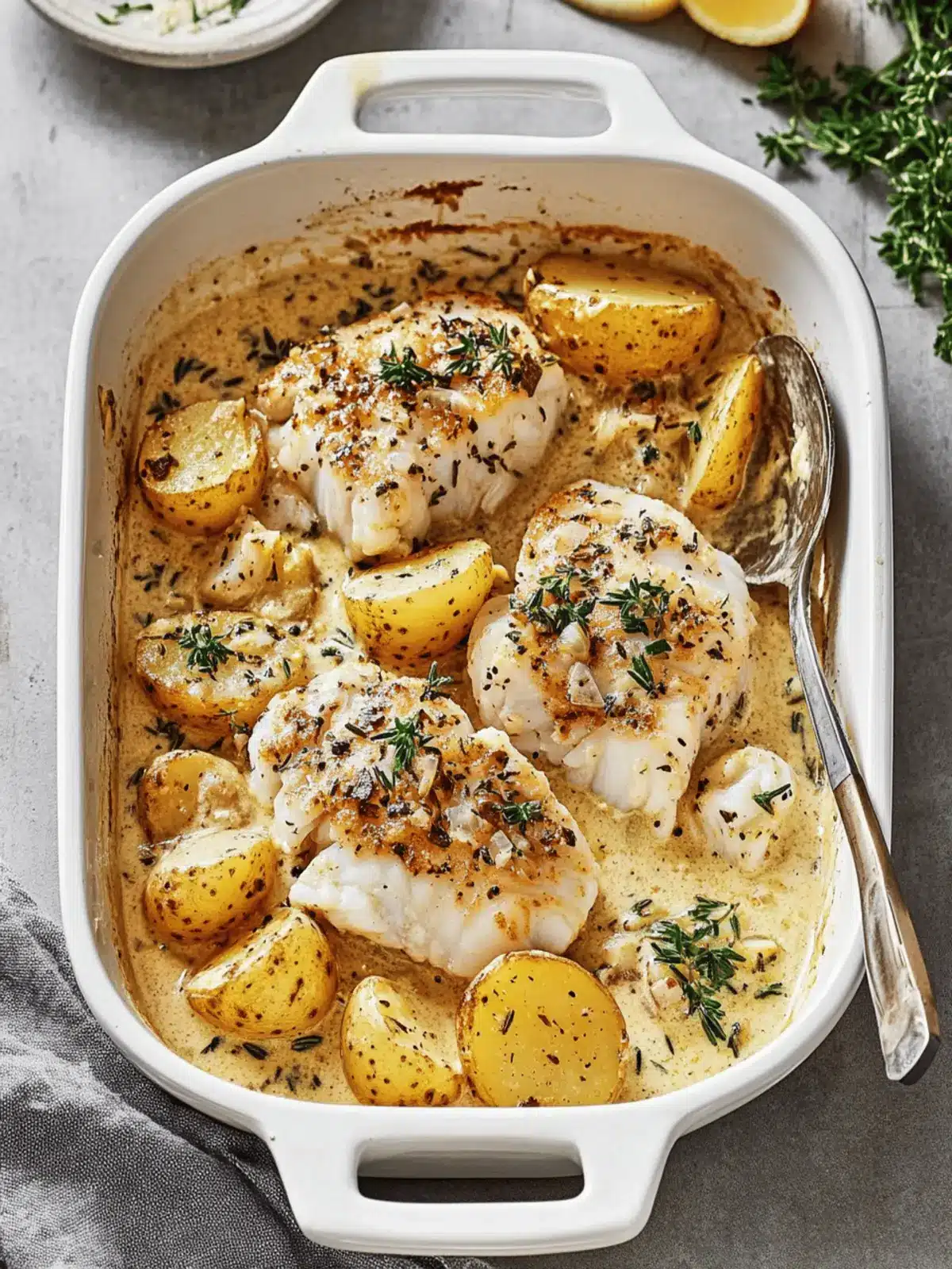 Cod & Potatoes in Rosemary Cream Sauce