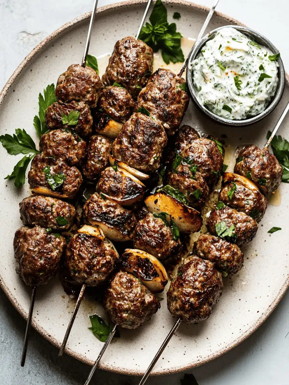 Beef Kofta Kebabs with Tzatziki