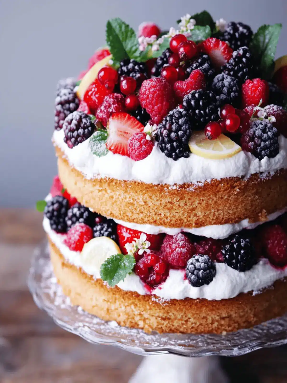 Lemon Layer Cake with Fresh Berries