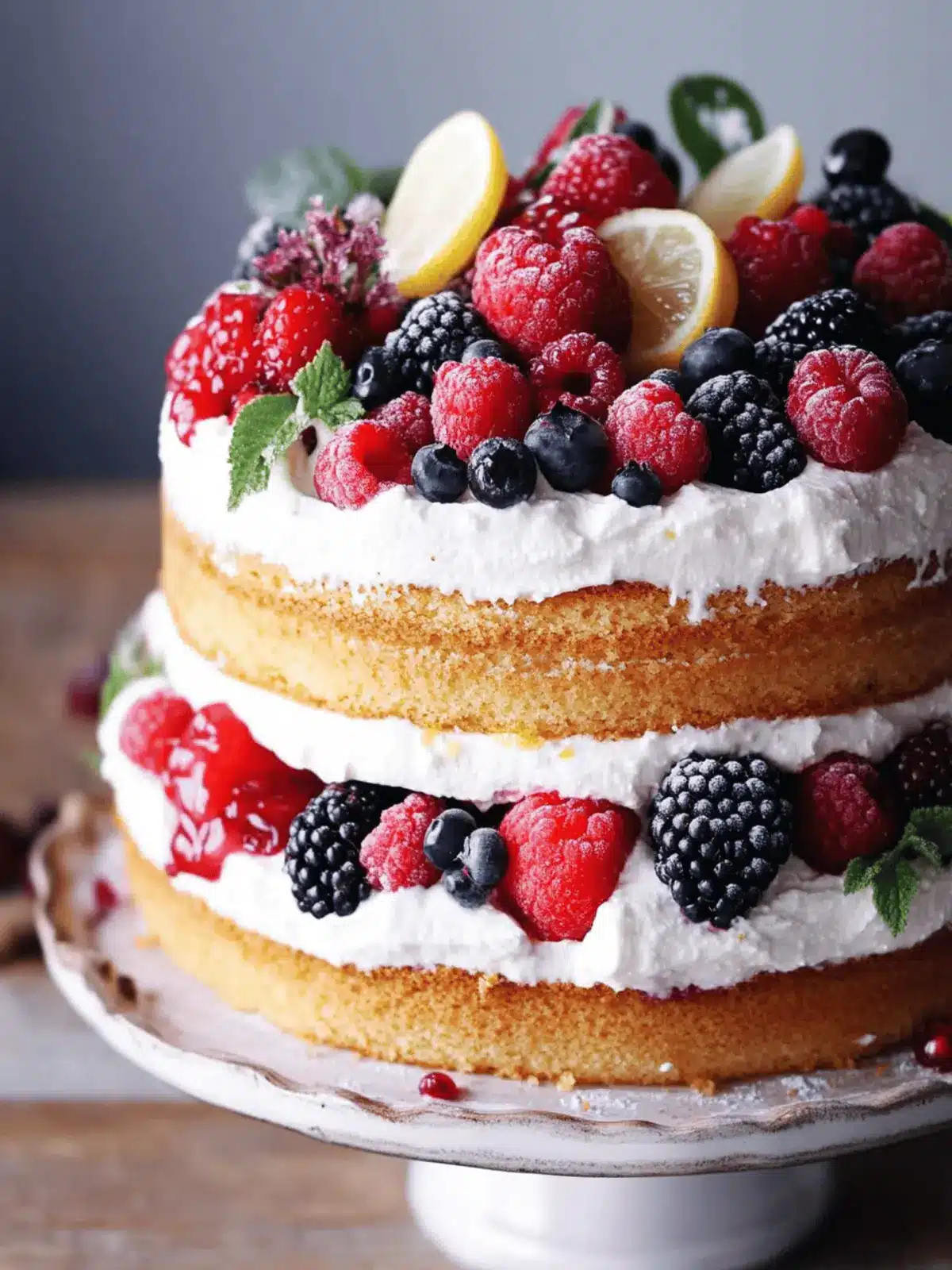 Lemon Layer Cake with Fresh Berries