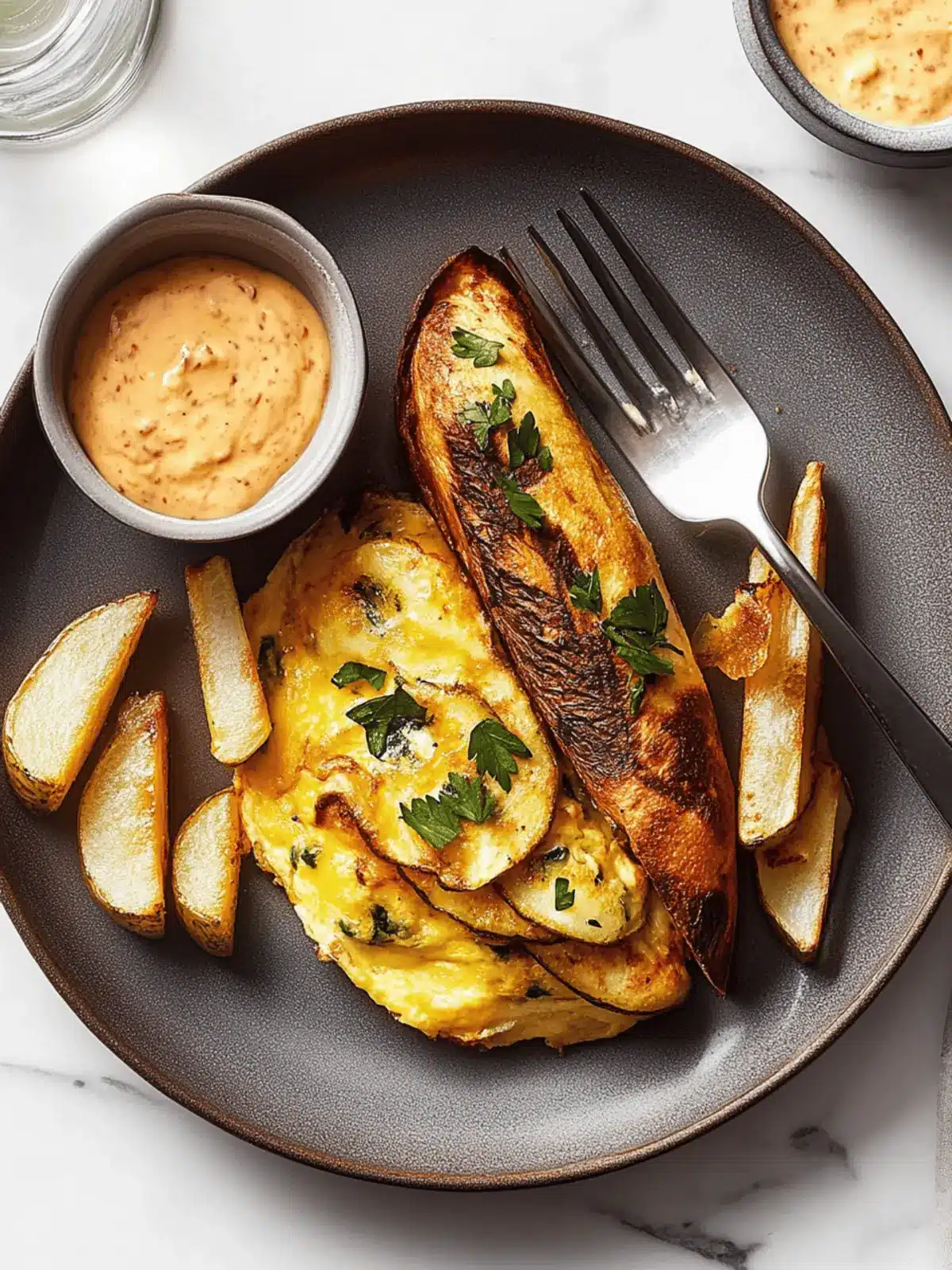 Omelette des Oignons et des Frites