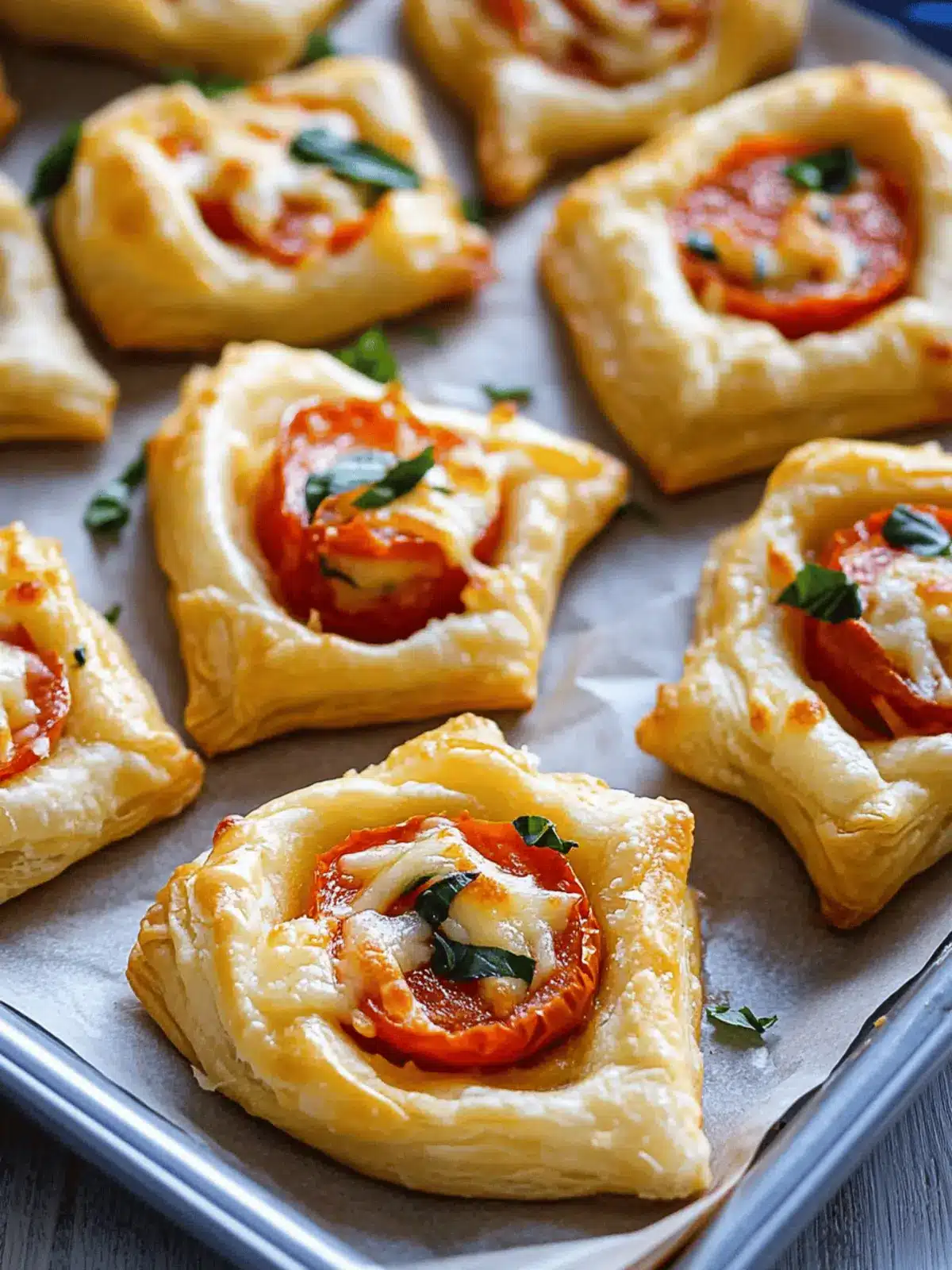 Pepperoni Basil Tomato Puffs