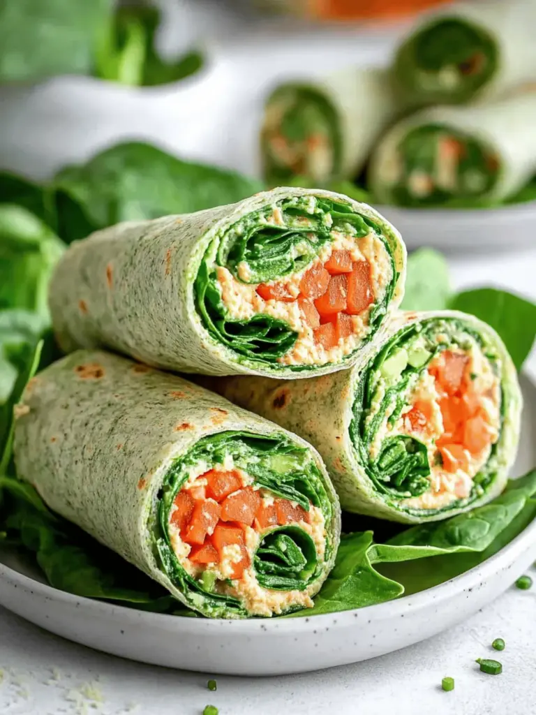 Veggie Spinach Wraps with Hummus