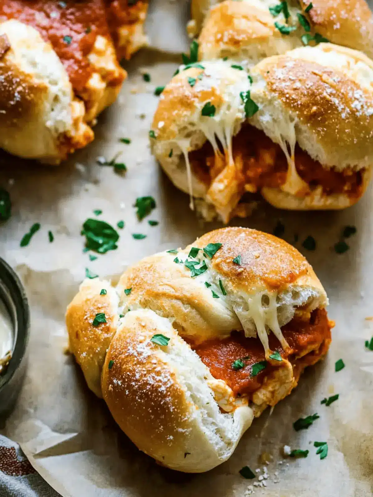 Garlic Knot Chicken Parmesan Sandwiches