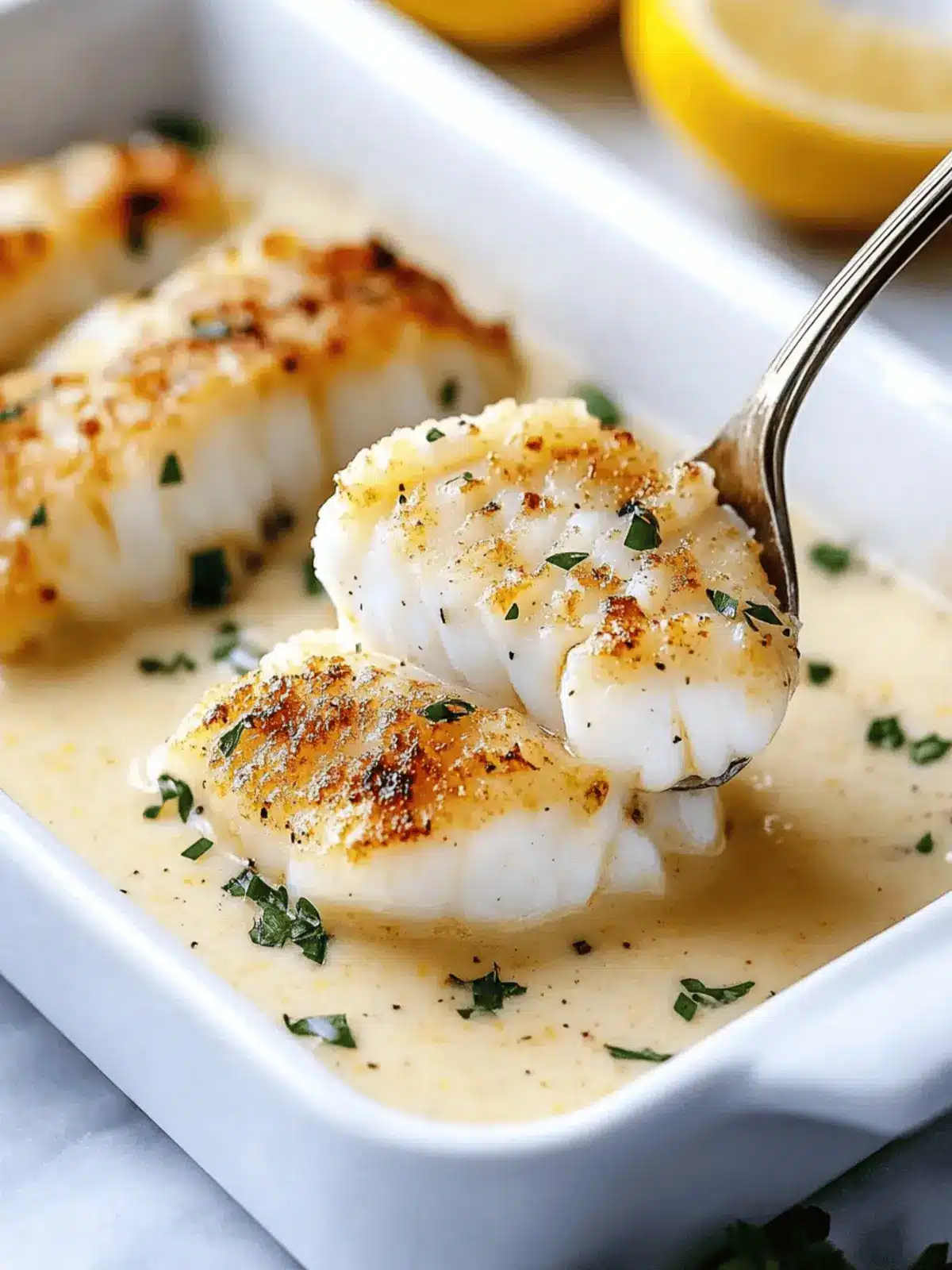 Baked Cod in Coconut Lemon Cream Sauce