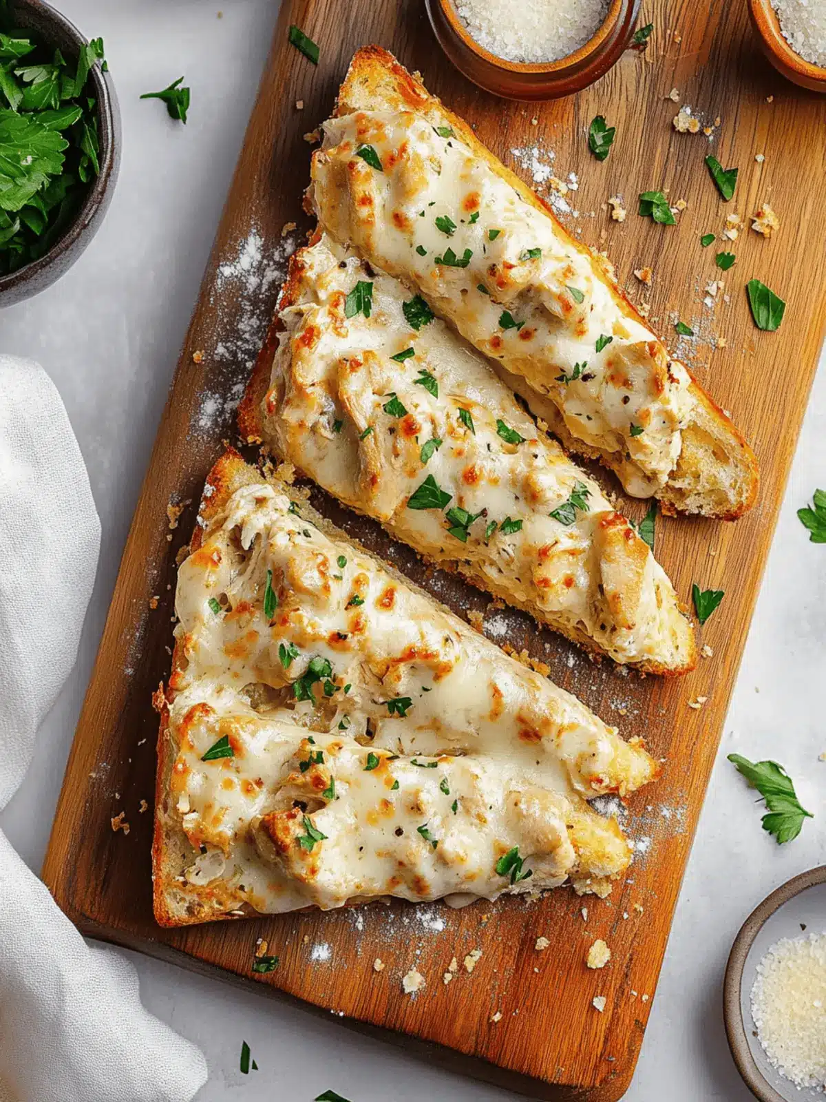 Chicken Alfredo Garlic Bread