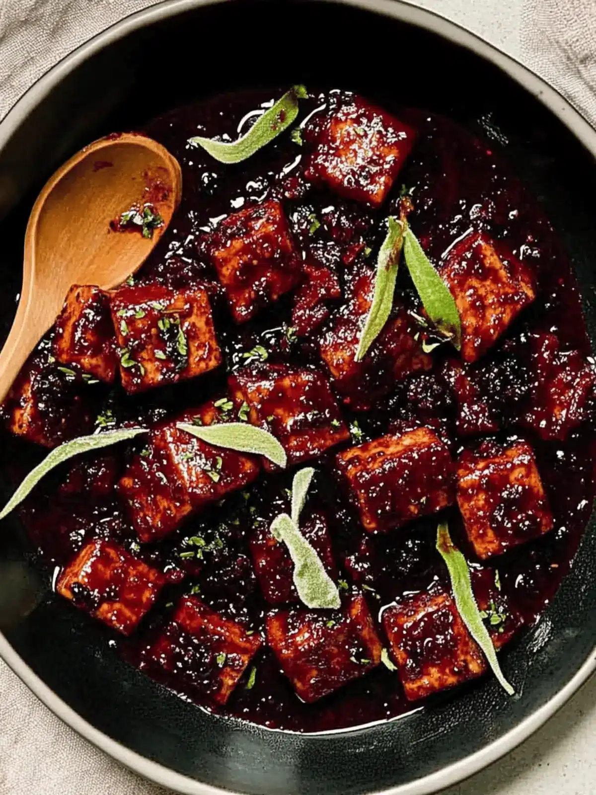 Blackberry Glazed Tofu with Black Pepper & Chili
