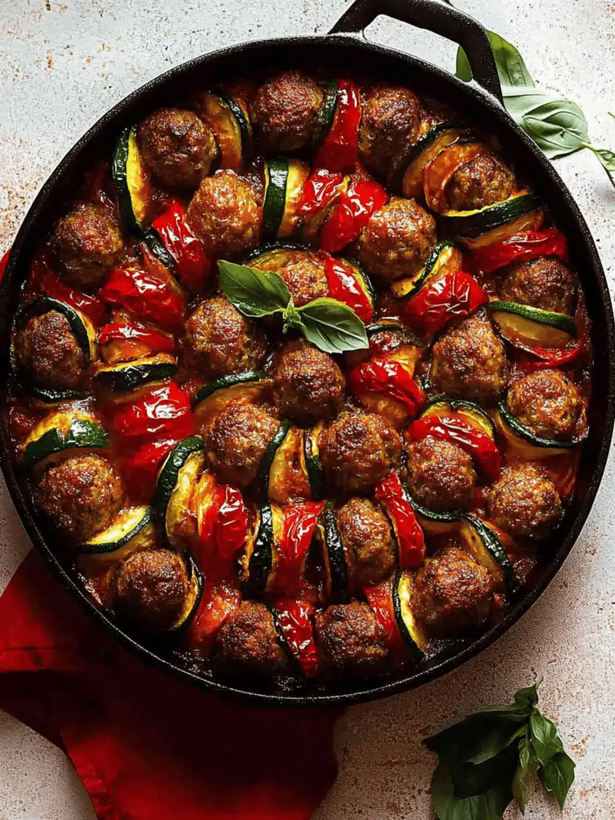 Moroccan Spiral Meatball Zucchini Bake