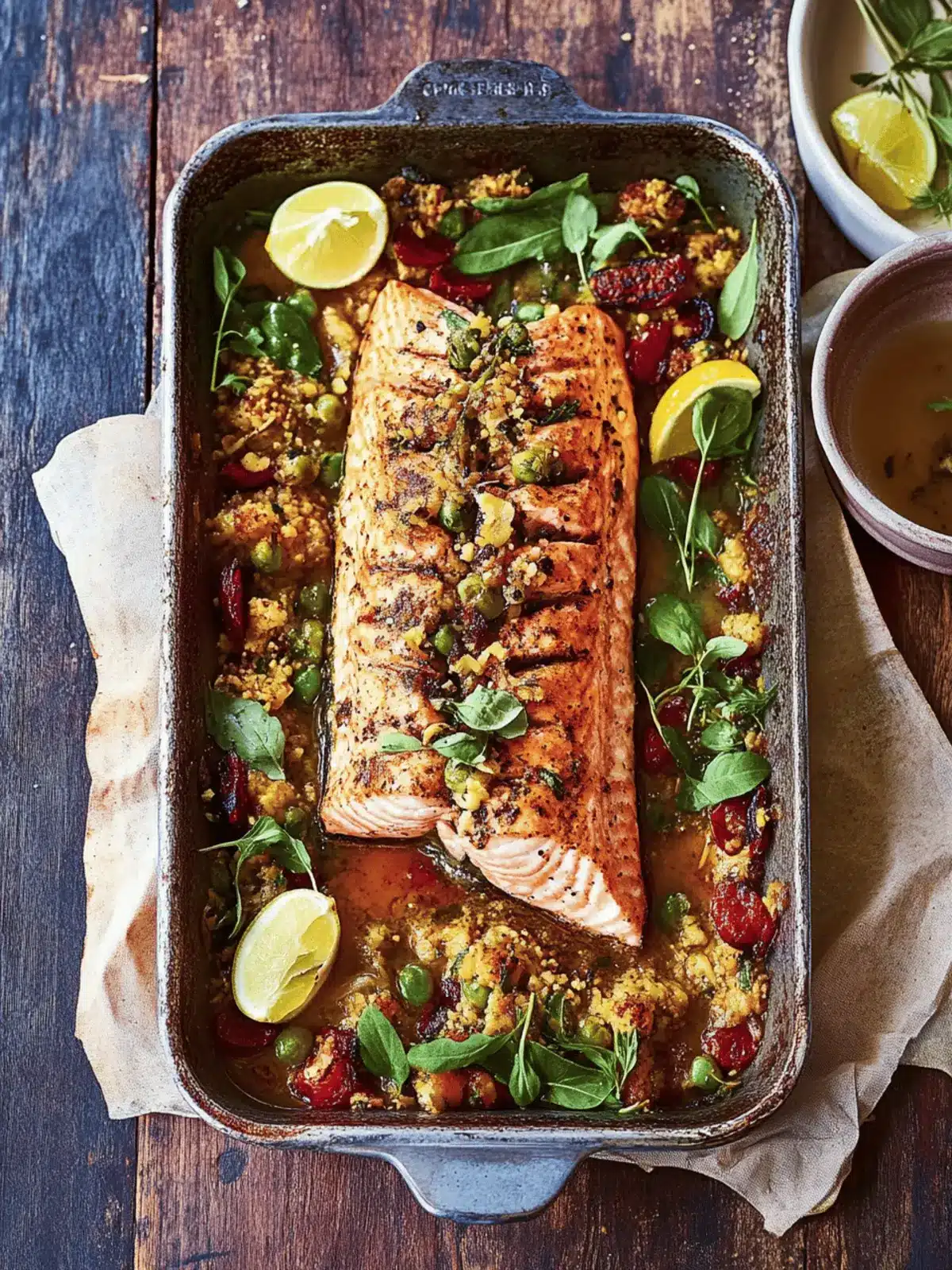 Golden hasselback salmon
