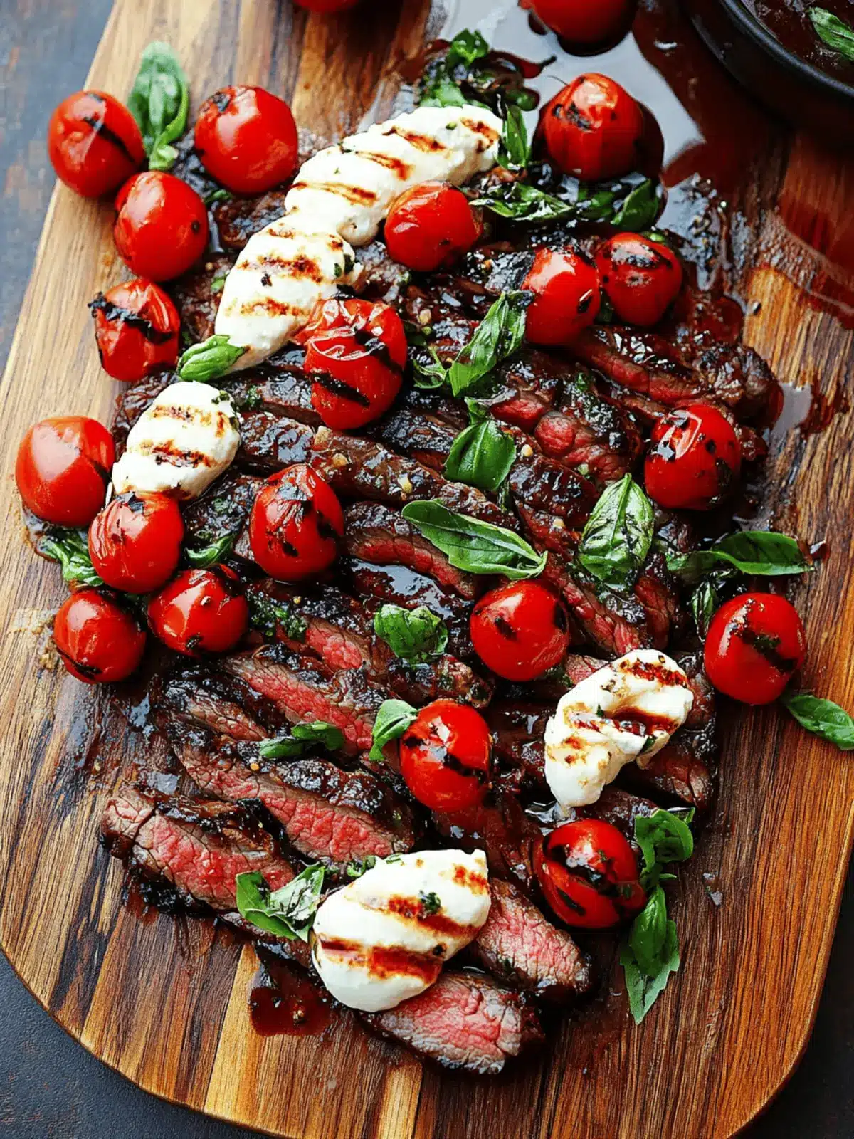 Balsamic Grilled Flank Steak Caprese with Grilled Tomatoes 2 Balsamic Grilled Flank Steak Caprese