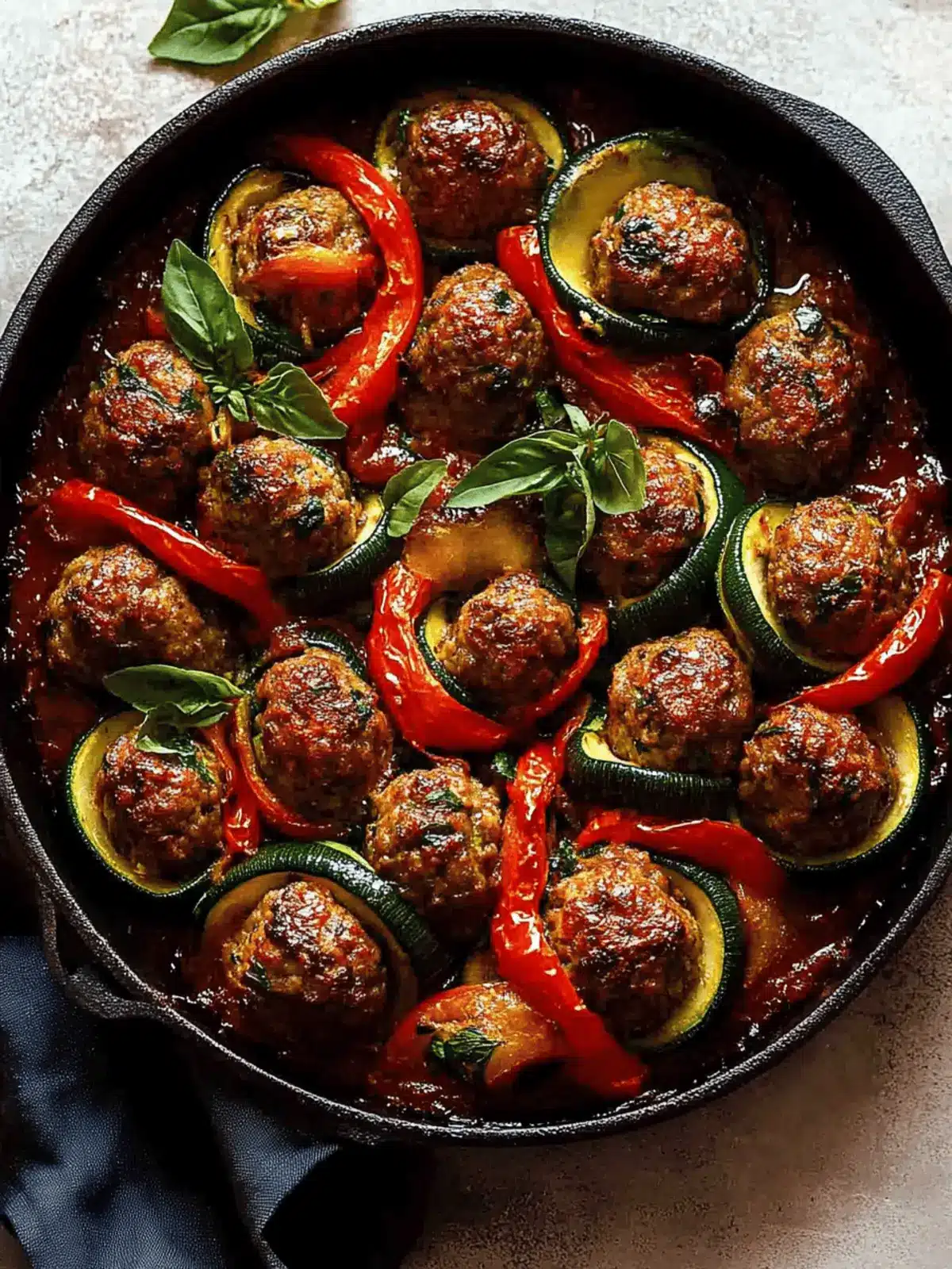 Moroccan Spiral Meatball Zucchini Bake