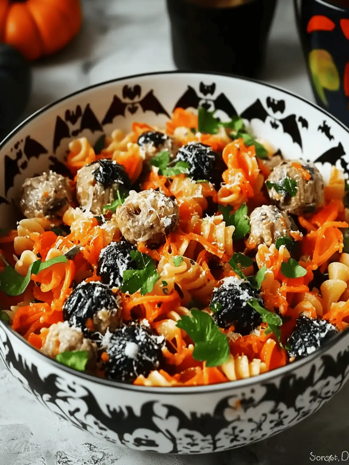 Spooky Halloween Pasta Salad