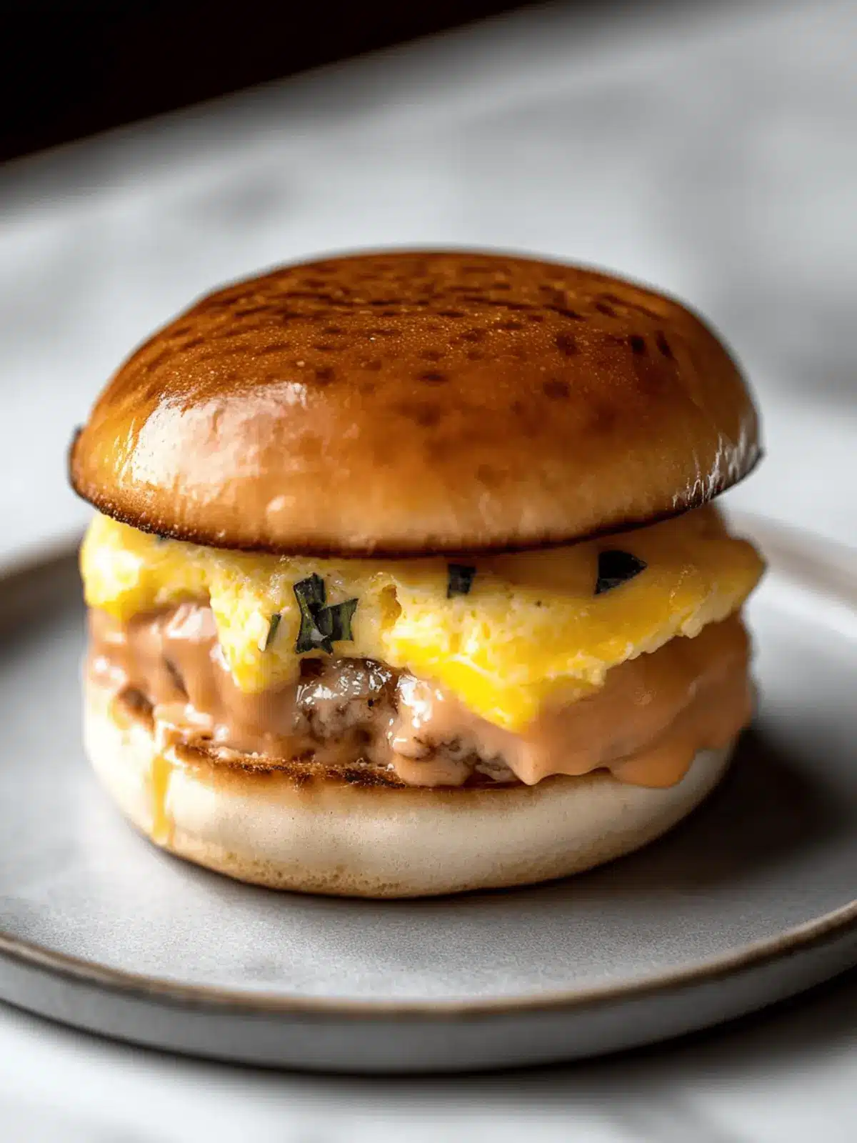 Fluffy Steamed Egg Patty Breakfast Sandwich
