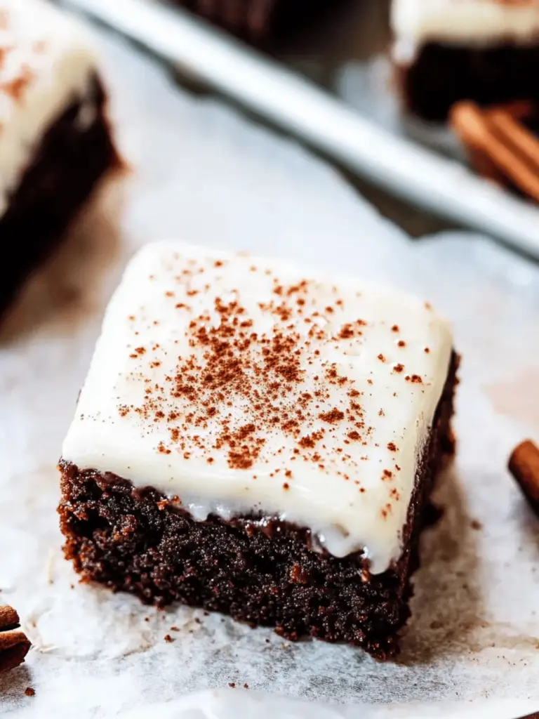 Gingerbread Brownies with Eggnog Frosting