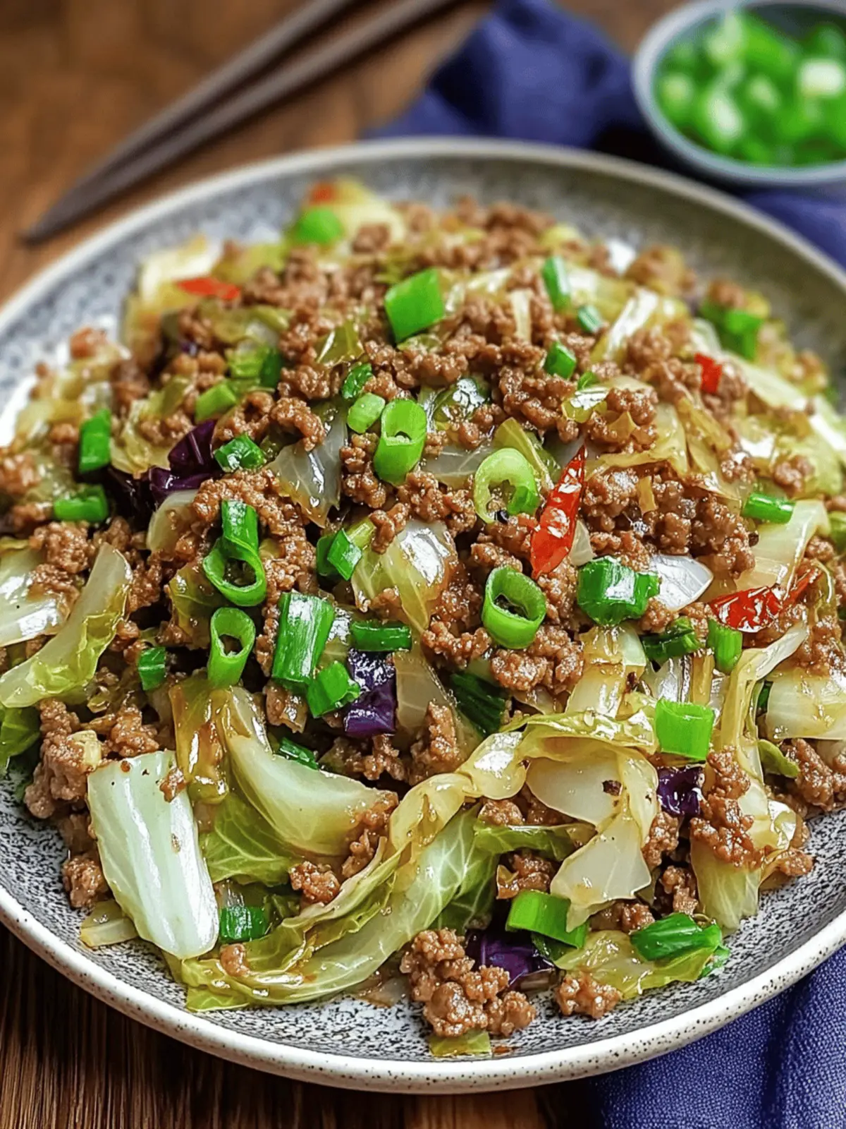 Low-Carb Mongolian Ground Beef and Cabbage