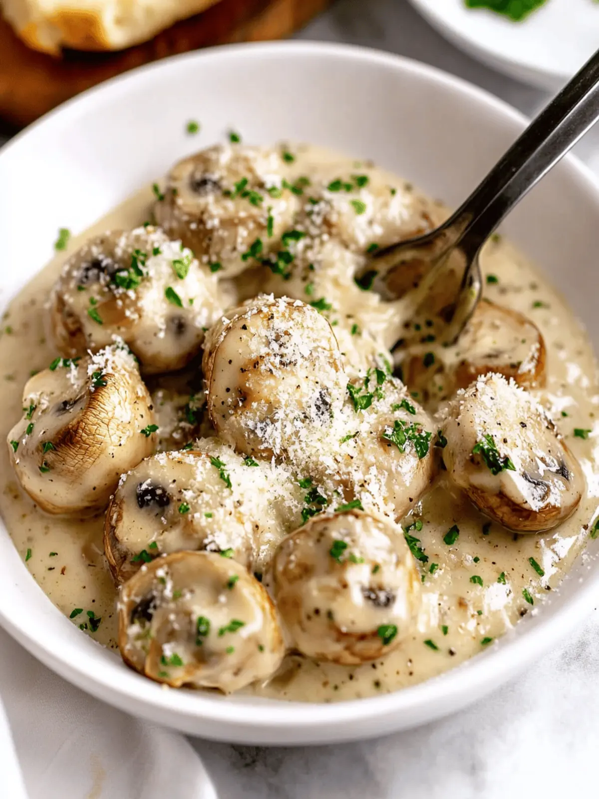Irresistible Garlic Mushrooms in Parmesan Cheese Sauce 4 Garlic Mushrooms in Parmesan Cheese