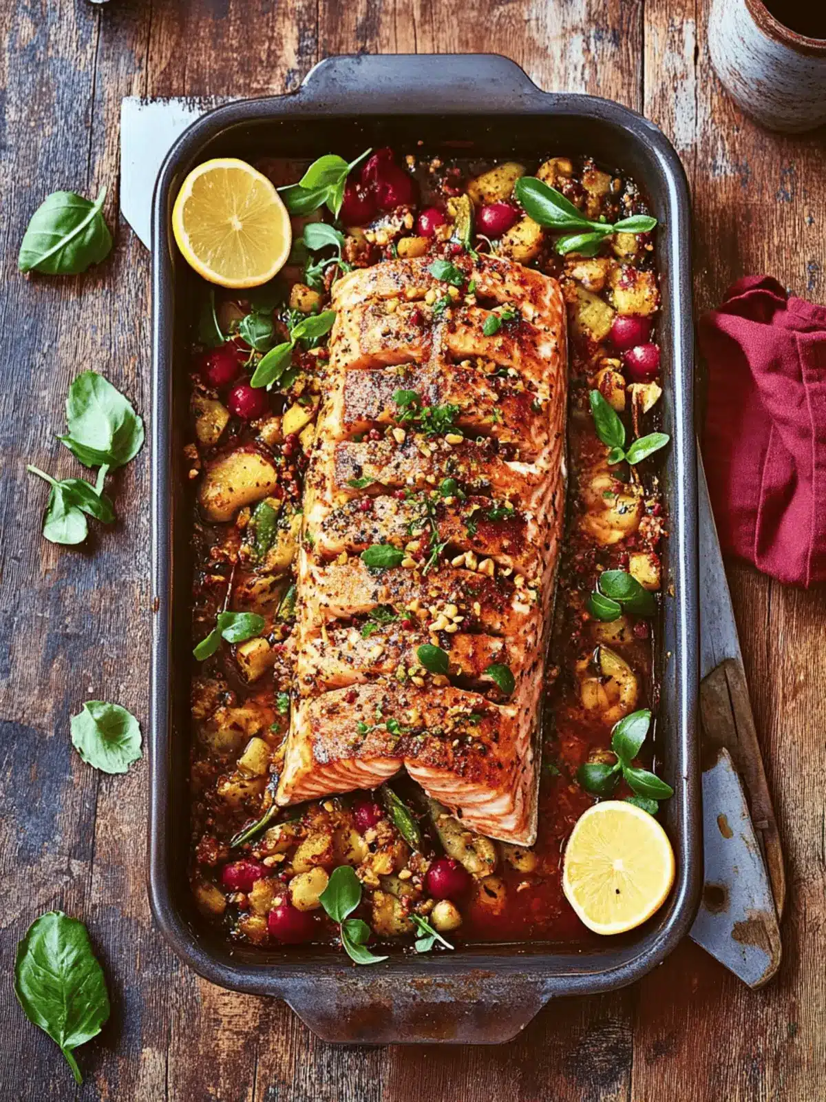 Golden hasselback salmon