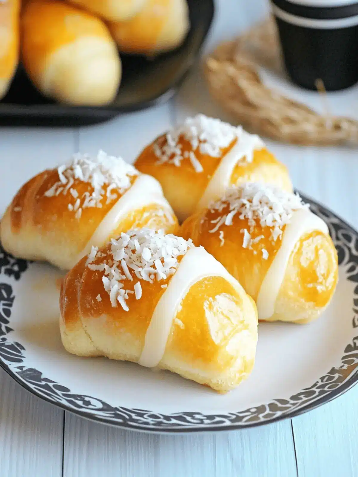 Delicious Coconut Buns with Milky Sweet Coconut Filling Recipe 2 Coconut Buns with Milky Sweet Coconut Filling