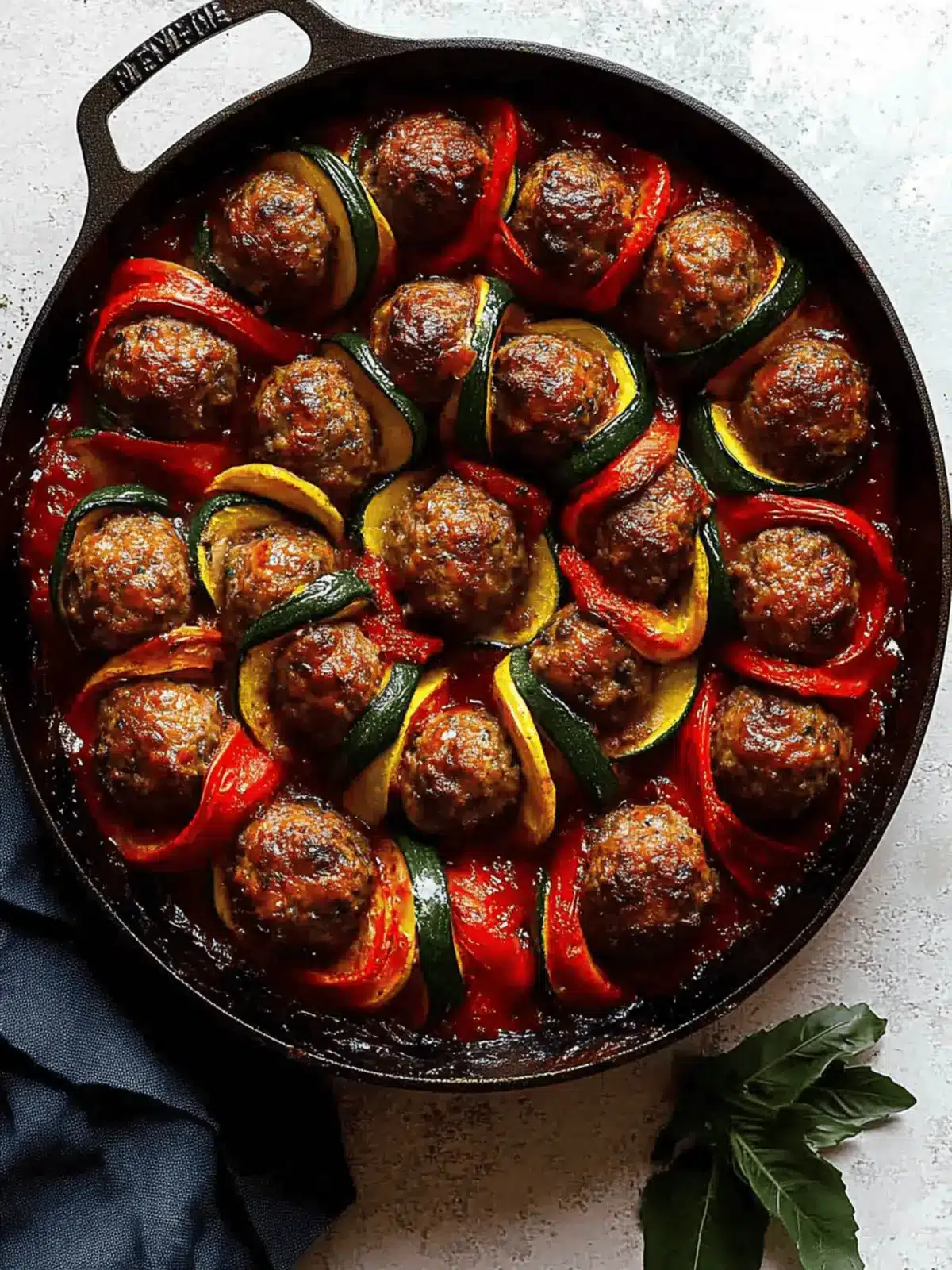 Moroccan Spiral Meatball Zucchini Bake