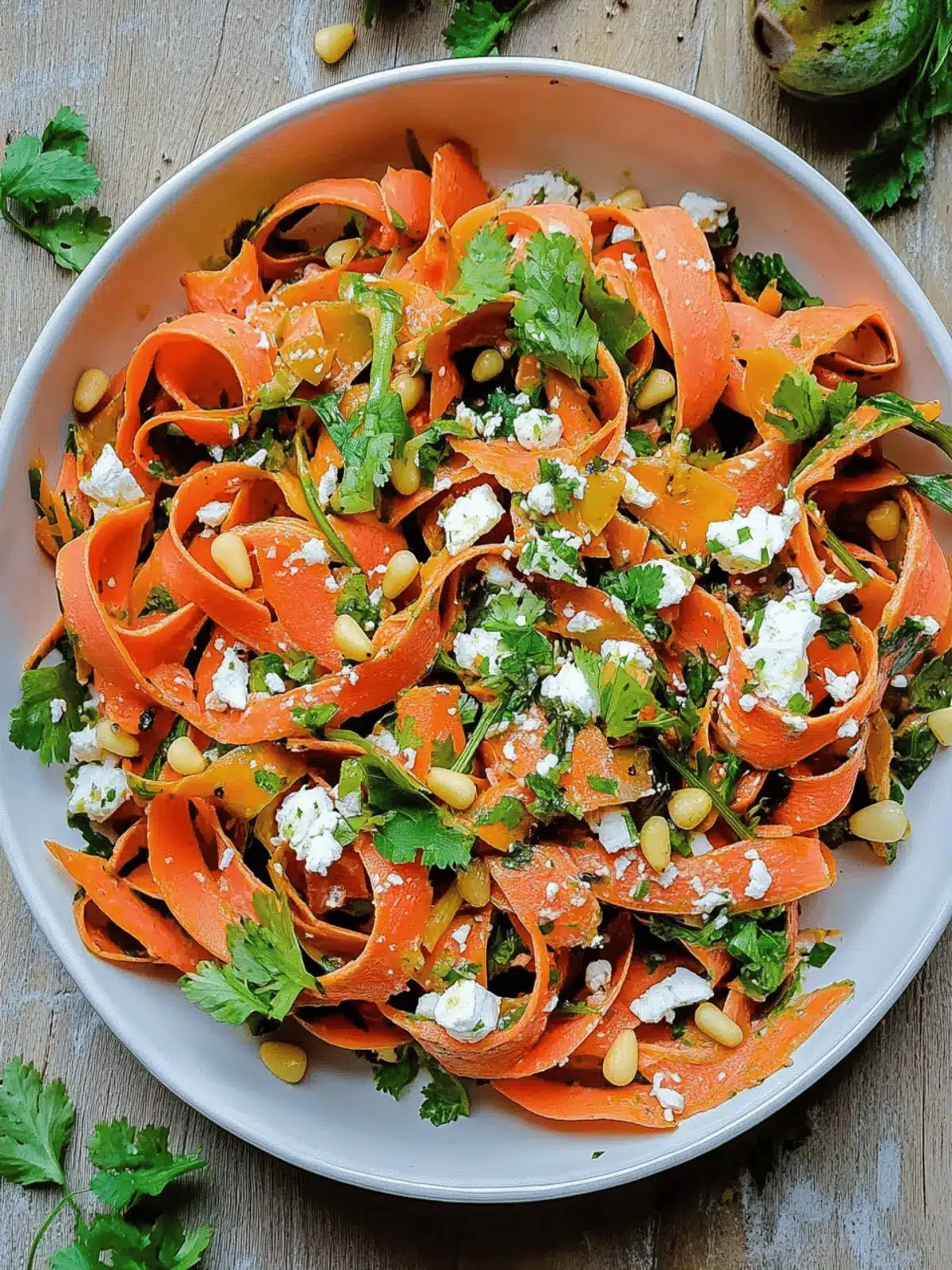 Carrot Ribbon Salad with Feta and Pine Nuts