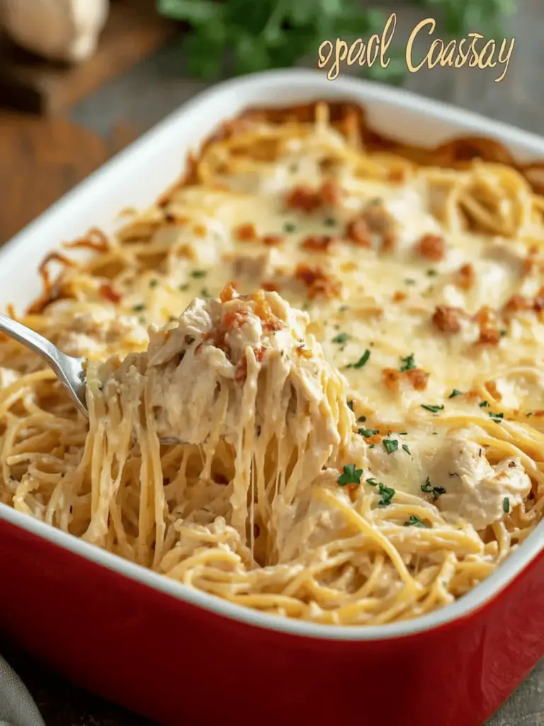 Cheesy Chicken Spaghetti Casserole