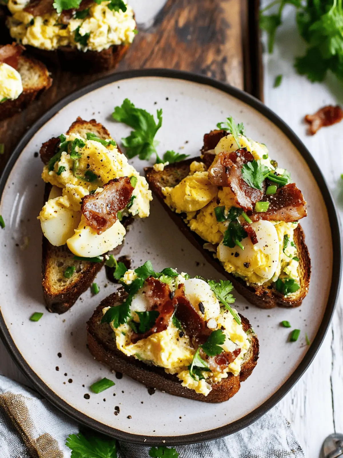 Creamy Bacon & Egg Salad on Rye Toast for Ultimate Brunch Bliss 3 Bacon & Egg Salad on Rye Toast