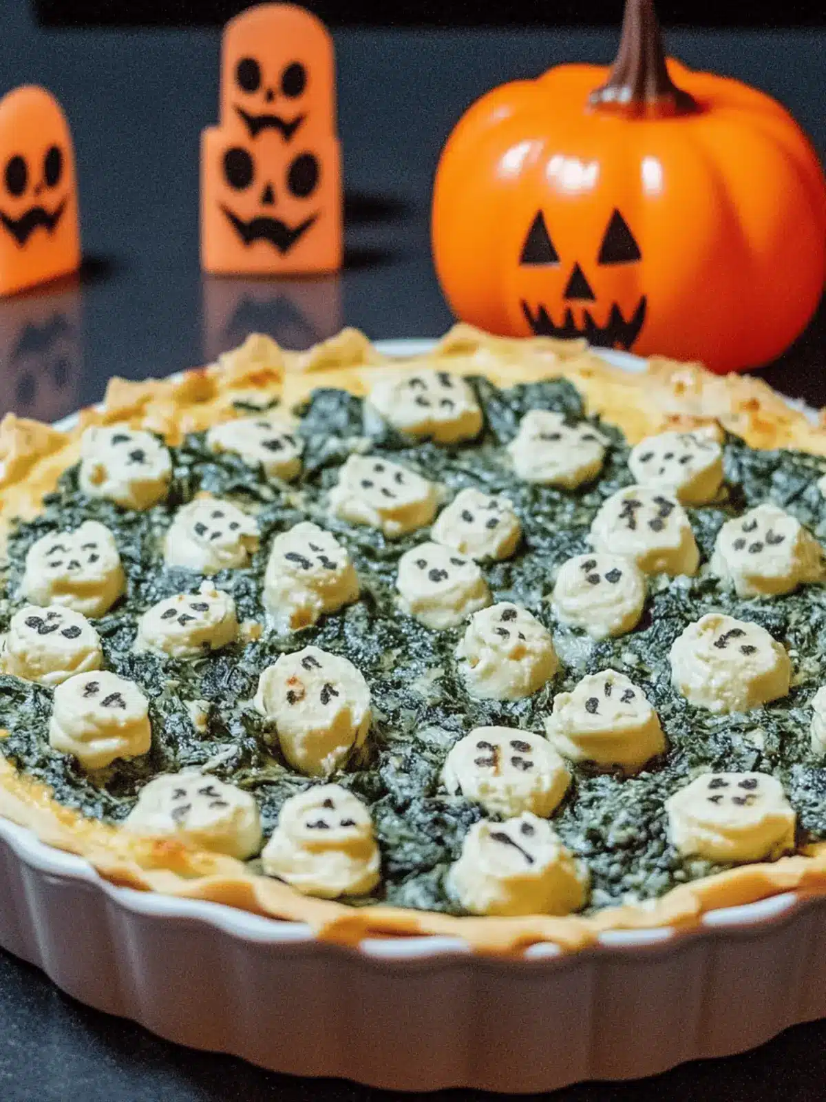 Spooky Halloween Graveyard Spinach Dip