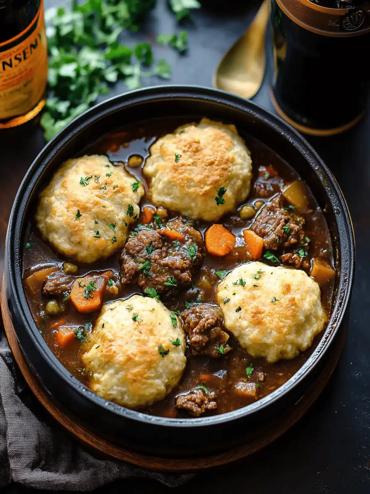 Guinness Beef Stew with Cheddar Herb Dumplings