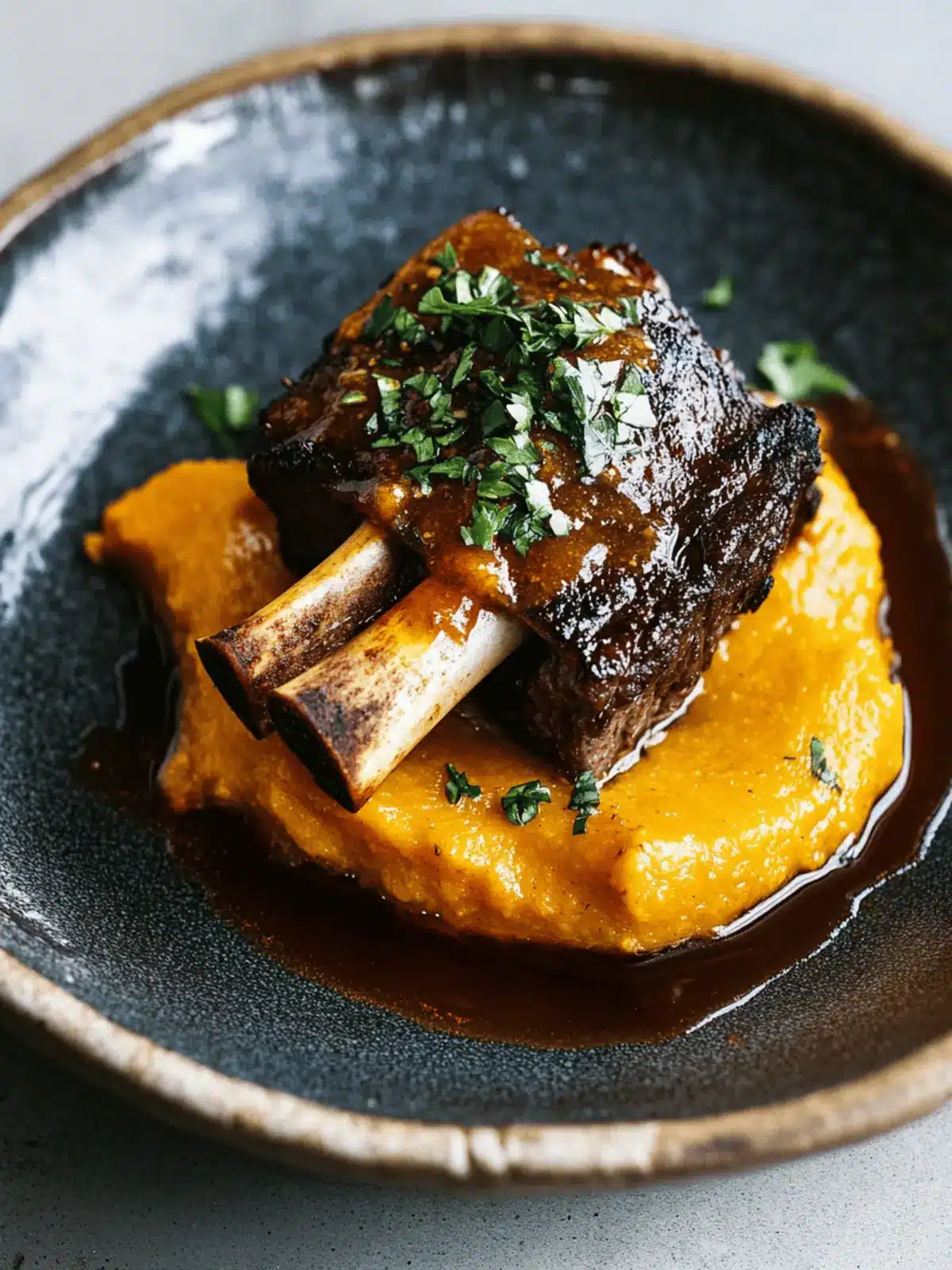 Beef Short Ribs With Pumpkin, Maple And Paprika Pureé
