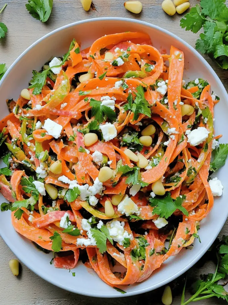 Carrot Ribbon Salad with Feta and Pine Nuts