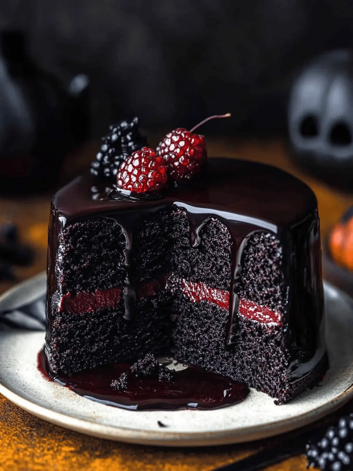 Spooky Black Velvet Halloween Cake