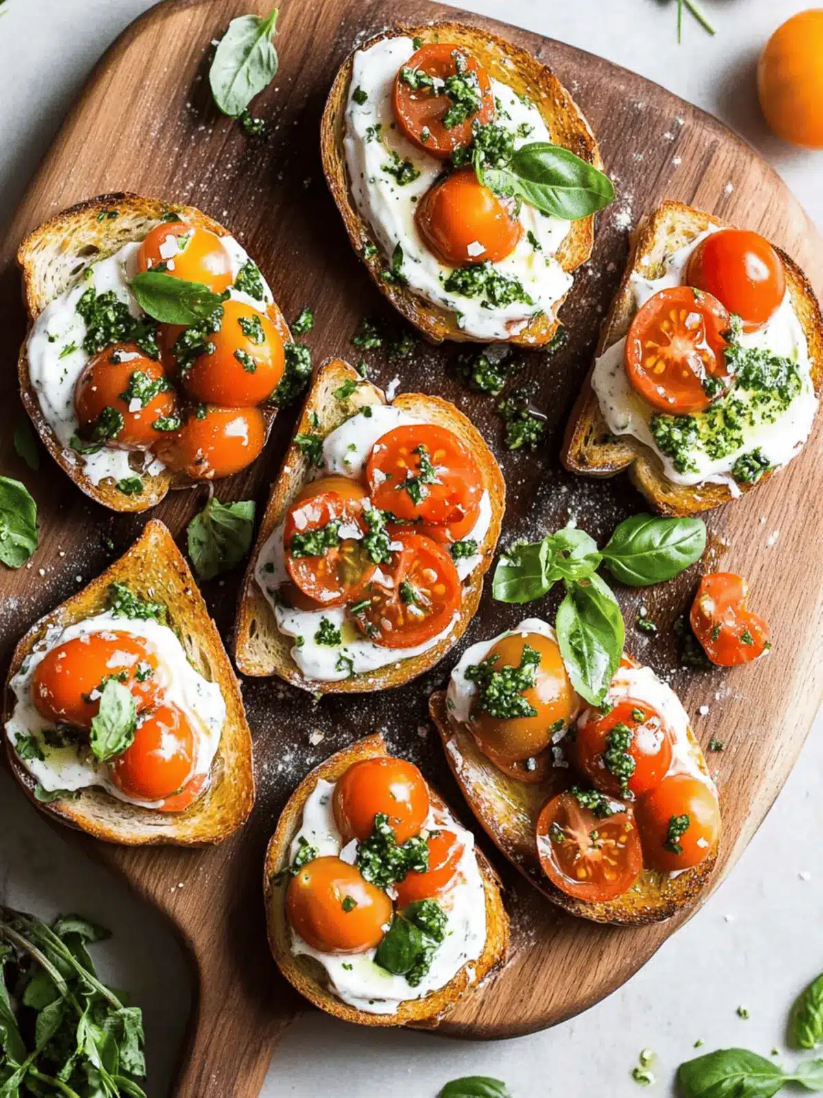 Marinated Tomato Toast with Creme Fraiche & Fresh Herbs Bliss 5 Marinated Tomato Toast with Creme Fraiche & Herbs