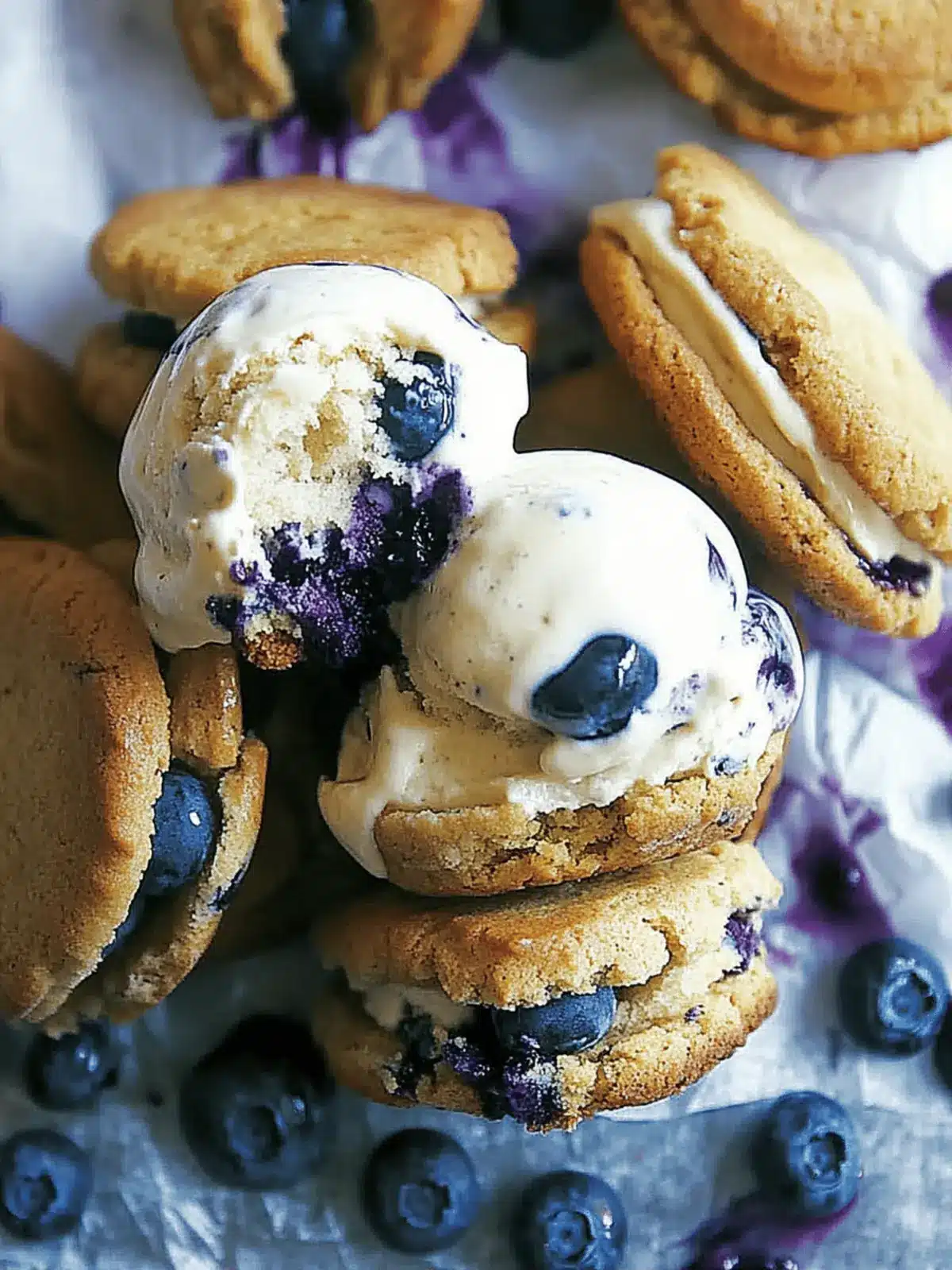 Blueberry & Honey Cornbread Cookie Ice Cream Sandwiches Joy 4 Blueberry & Honey Cornbread Cookie Ice Cream Sandwiches