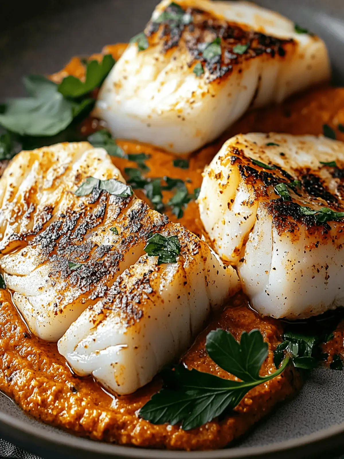 Spanish Grilled Cod with Almond Romesco Sauce
