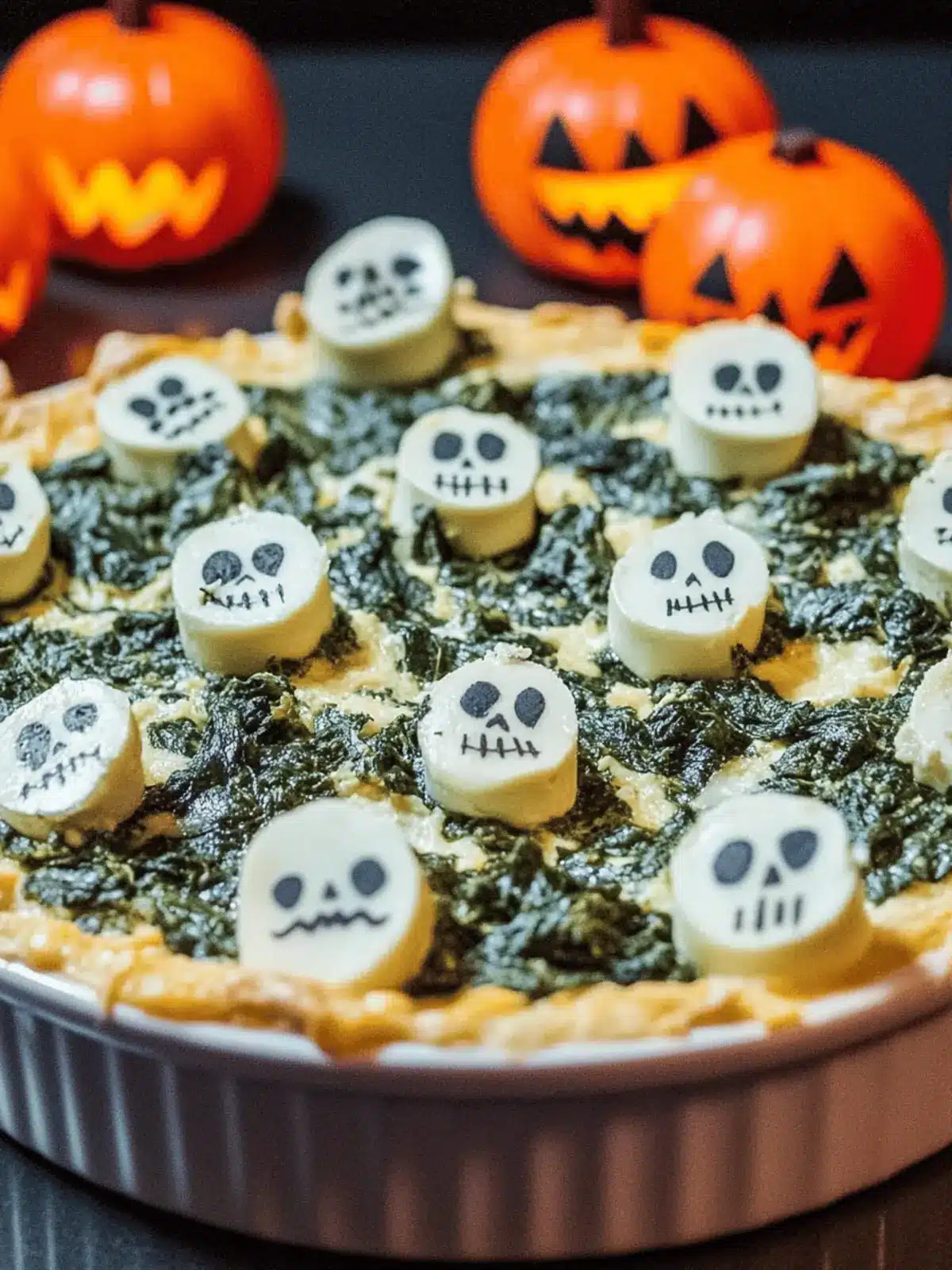 Spooky Halloween Graveyard Spinach Dip