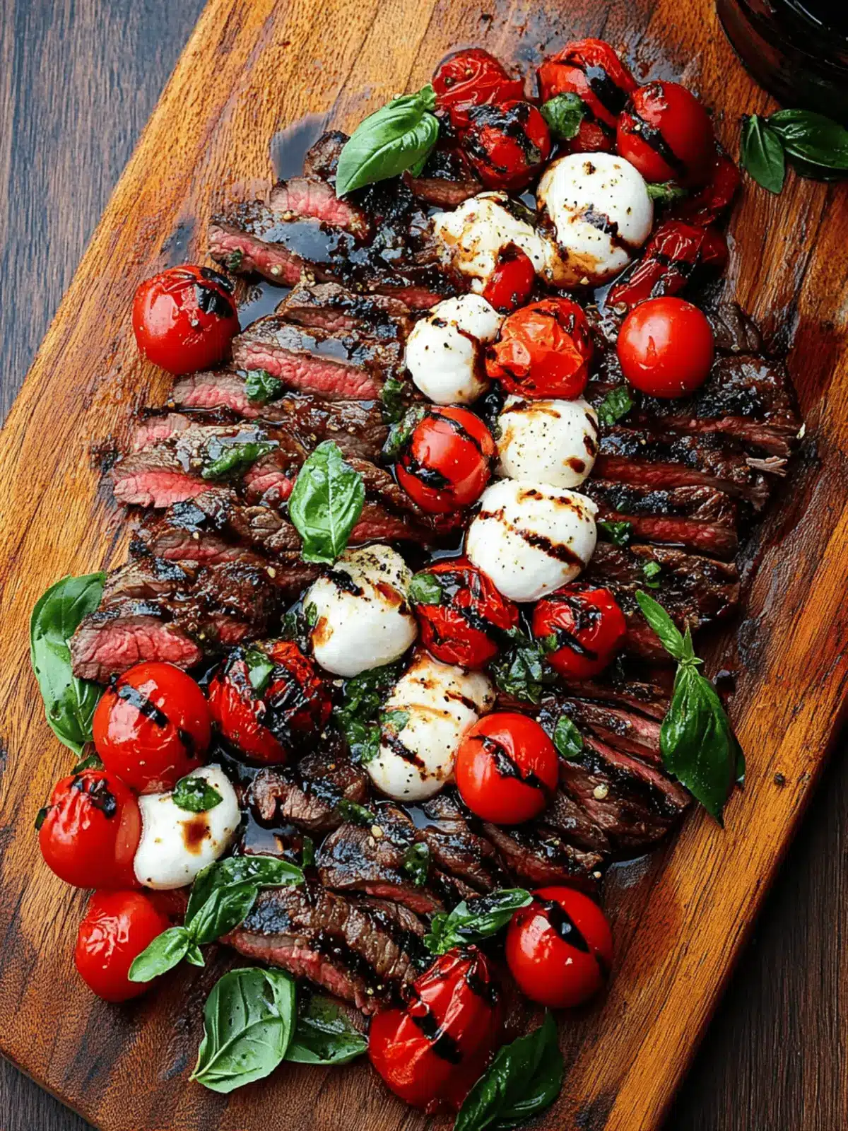 Balsamic Grilled Flank Steak Caprese with Grilled Tomatoes 4 Balsamic Grilled Flank Steak Caprese