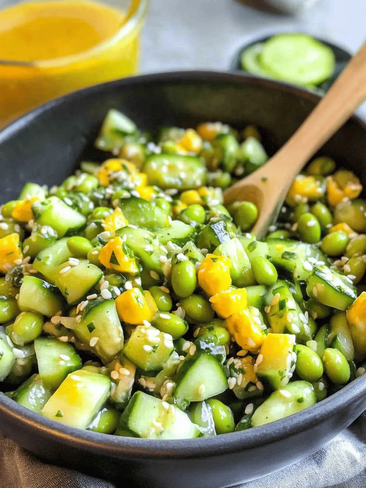 Cucumber Edamame Salad with Ginger Dressing