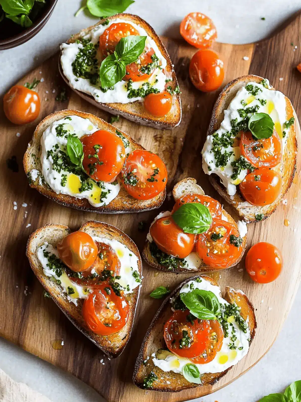 Marinated Tomato Toast with Creme Fraiche & Fresh Herbs Bliss 4 Marinated Tomato Toast with Creme Fraiche & Herbs